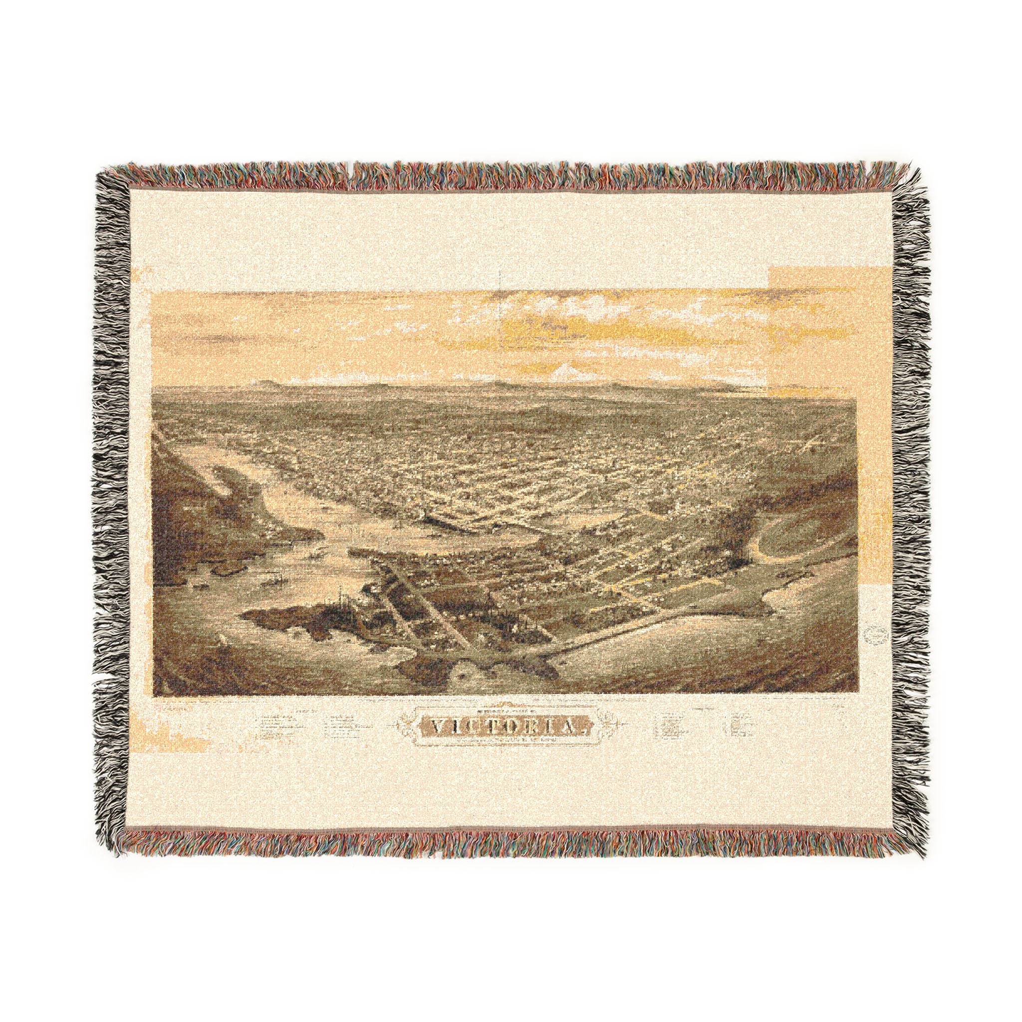 Bird's-eye view of Victoria, Vancouver Island, B.C. 1878 Woven Throw Blanket
