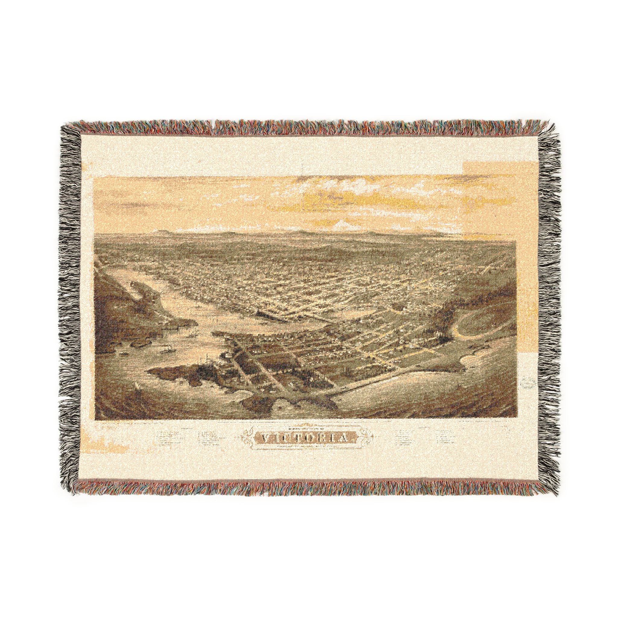 Bird's-eye view of Victoria, Vancouver Island, B.C. 1878 Woven Throw Blanket - Image 6