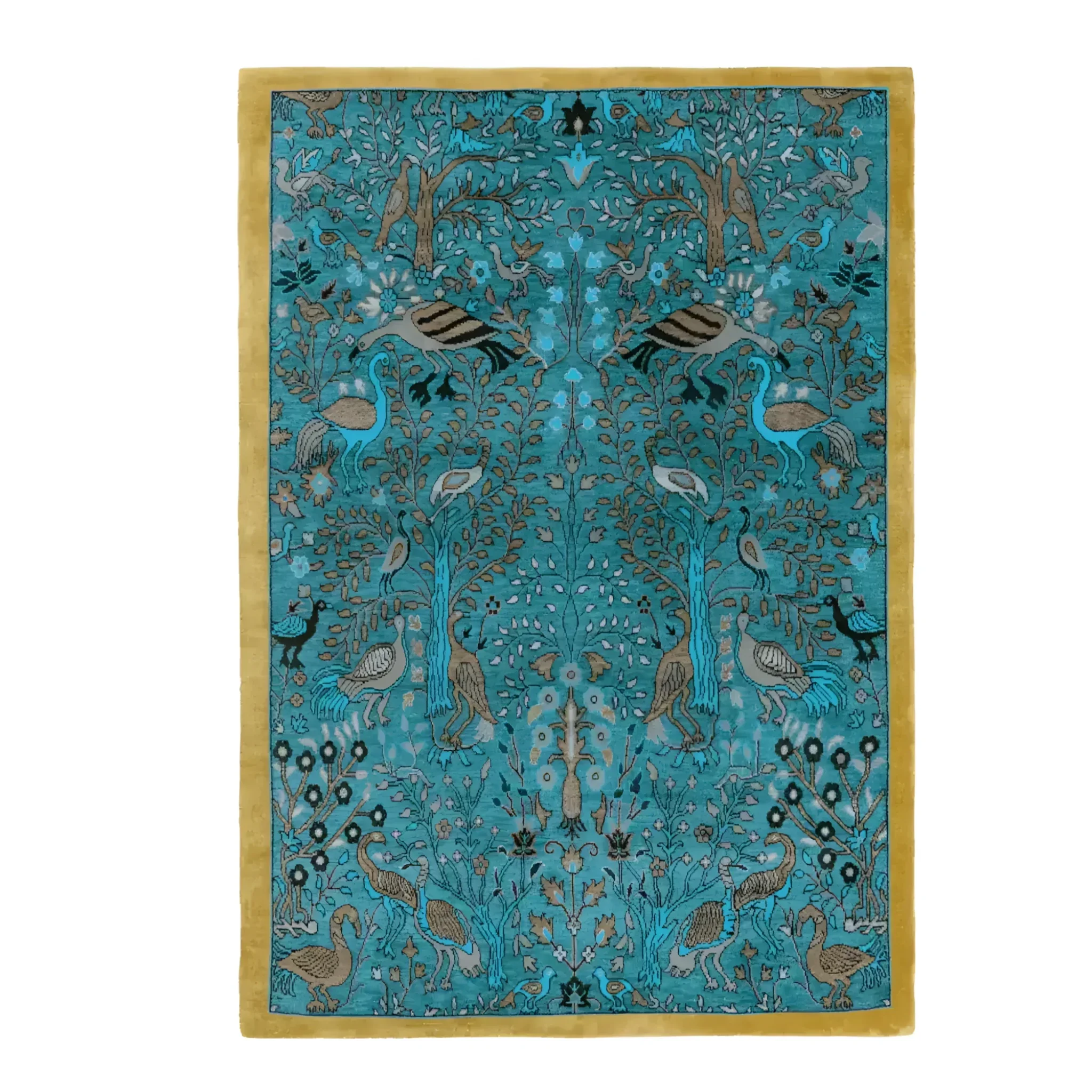 Birds of Paradise Traditional Hand Tufted Wool Rug - Blue