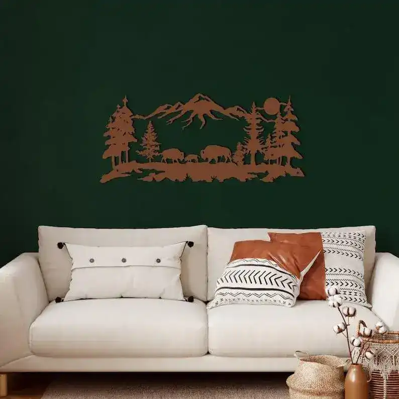 Bison and Mountain Metal Wall Hangings - Image 5