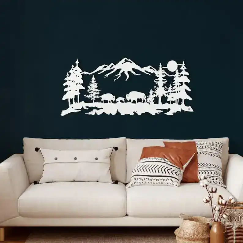 Bison and Mountain Metal Wall Hangings - Image 7