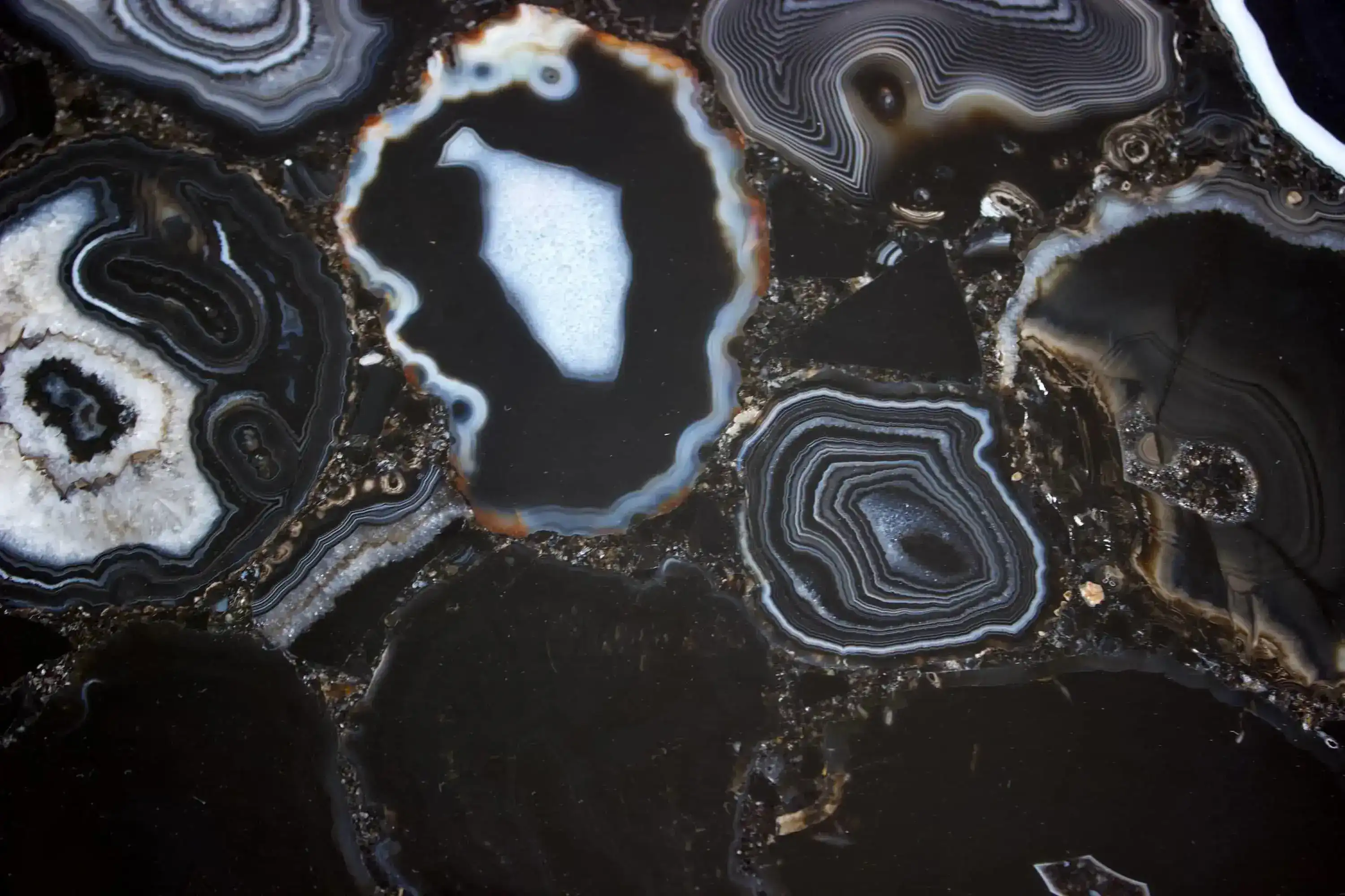 Black Agate Round Coffee Accent Table - Image 6