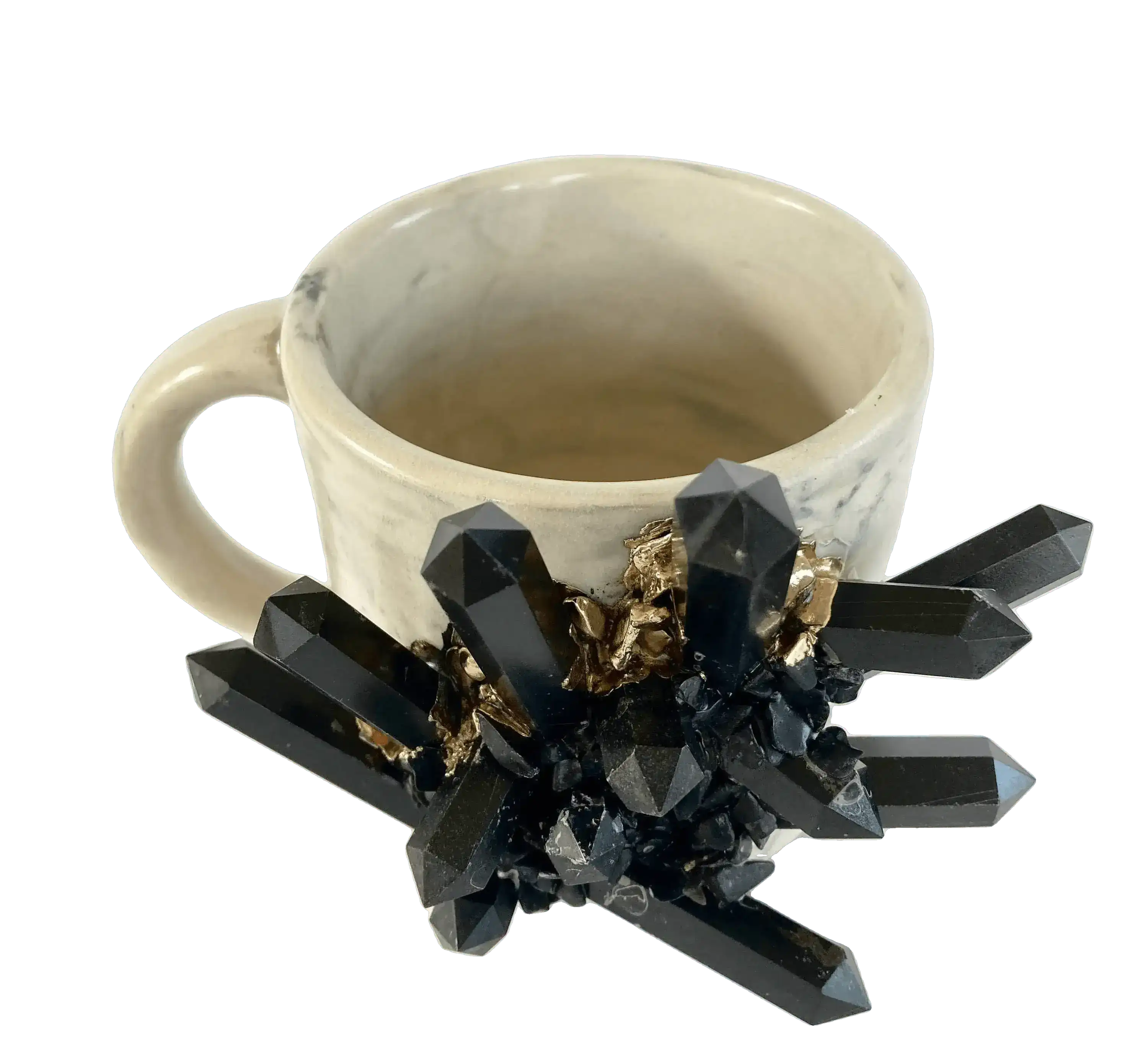 Black Amethyst Gray Marbled Ceramic Mug - Set of 2 - Image 6