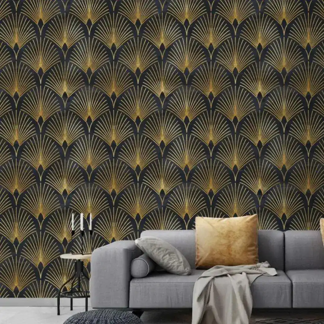 Black and Gold Art Deco Geo Wallpaper - Image 3