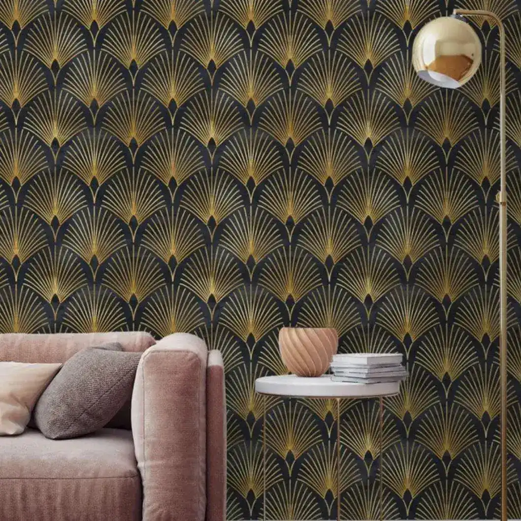 Black and Gold Art Deco Geo Wallpaper - Image 4