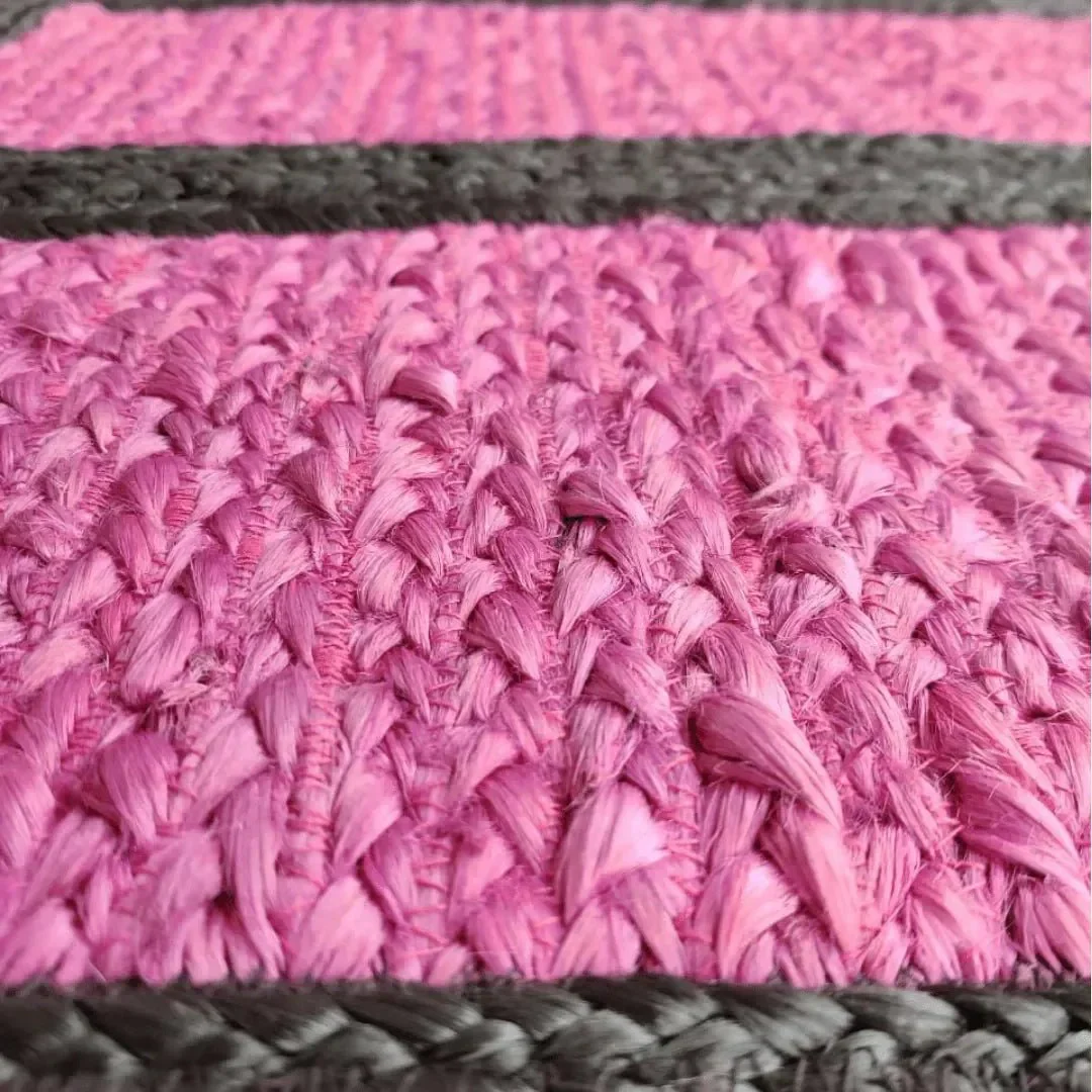 Black and Pink Braided Jute Rug - Image 2
