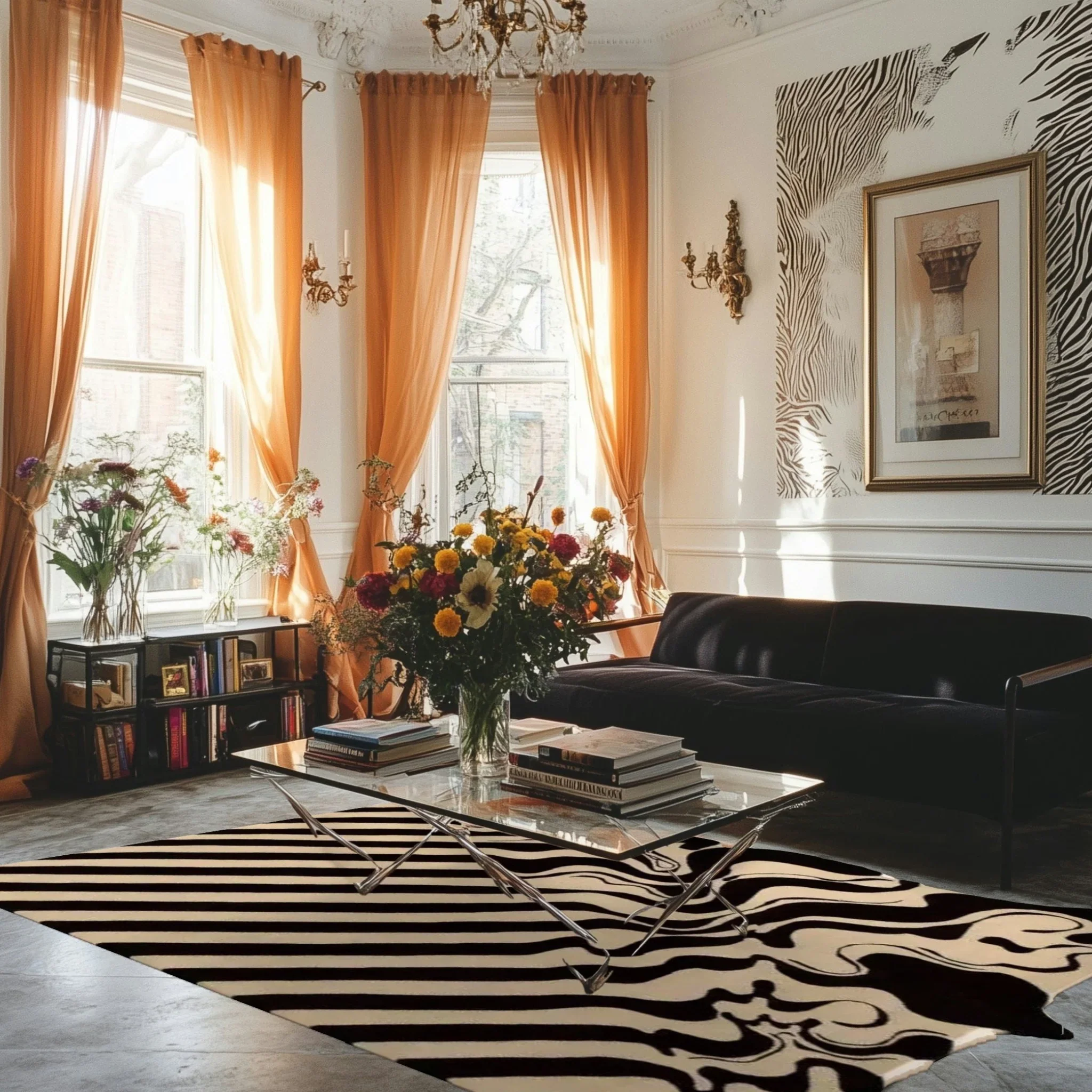 Black and Tan Melting Hand Tufted Wool Rug - Image 2