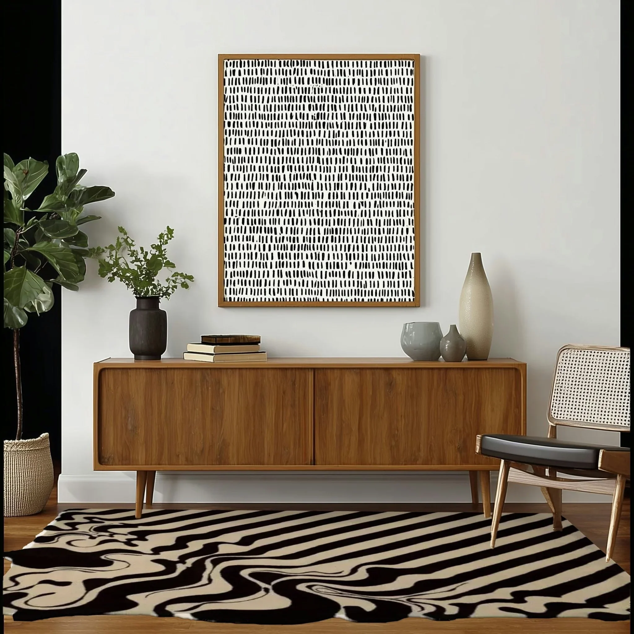 Black and Tan Melting Hand Tufted Wool Rug - Image 3