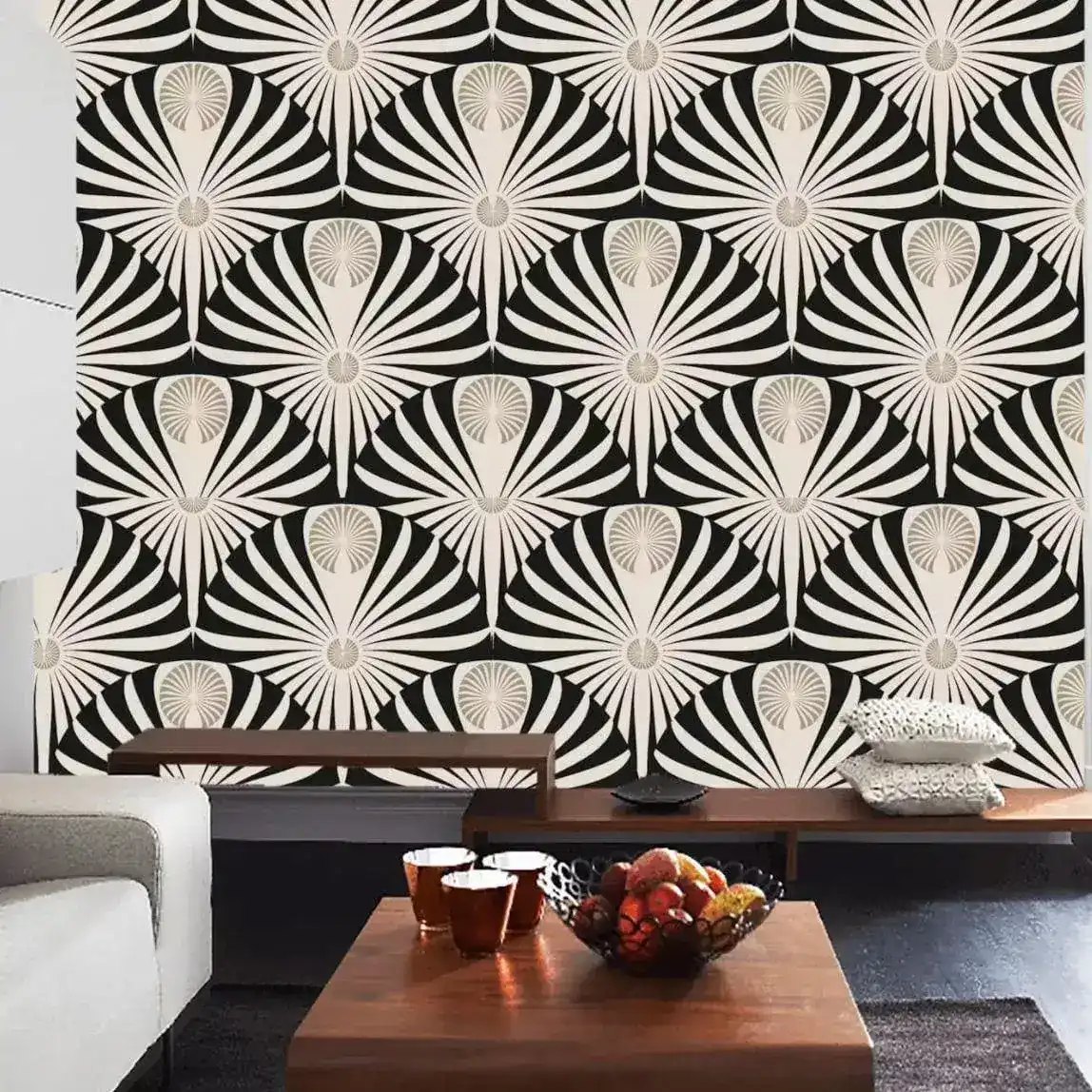 Black and White Art Deco Wallpaper - Image 4