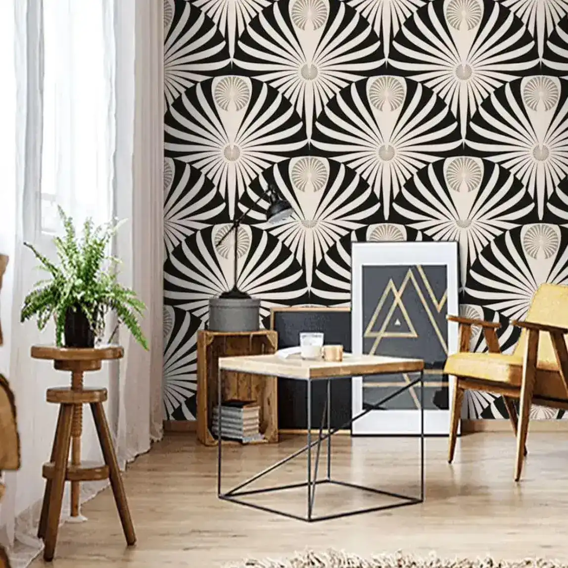 Black and White Art Deco Wallpaper - Image 5