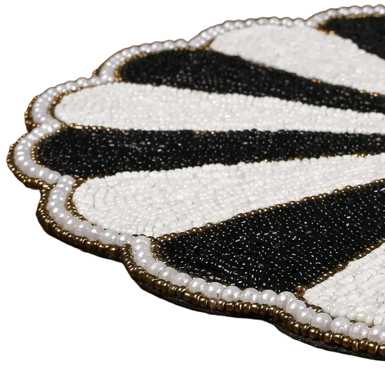 Black and White Beaded Round Placemats - Set of 4 - Image 3