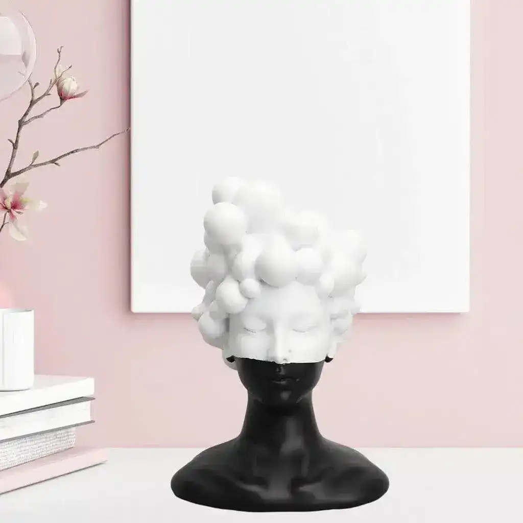 Black and White Bubble Female Head Sculpture - Image 4