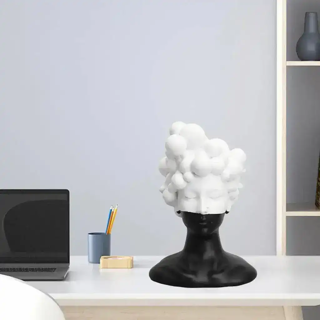 Black and White Bubble Female Head Sculpture - Image 5
