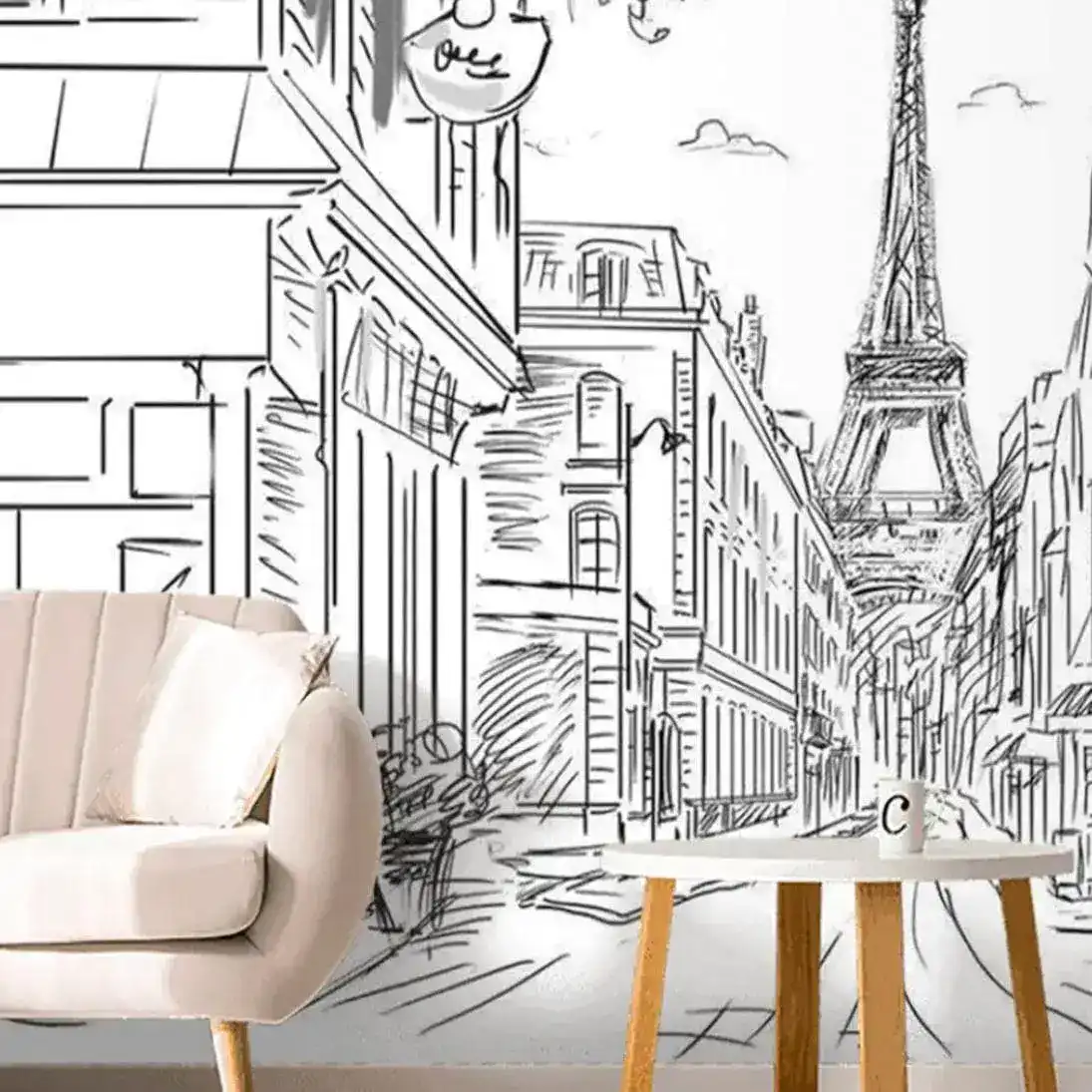 Black and White Paris Eiffel Tower Wall Mural - Image 8