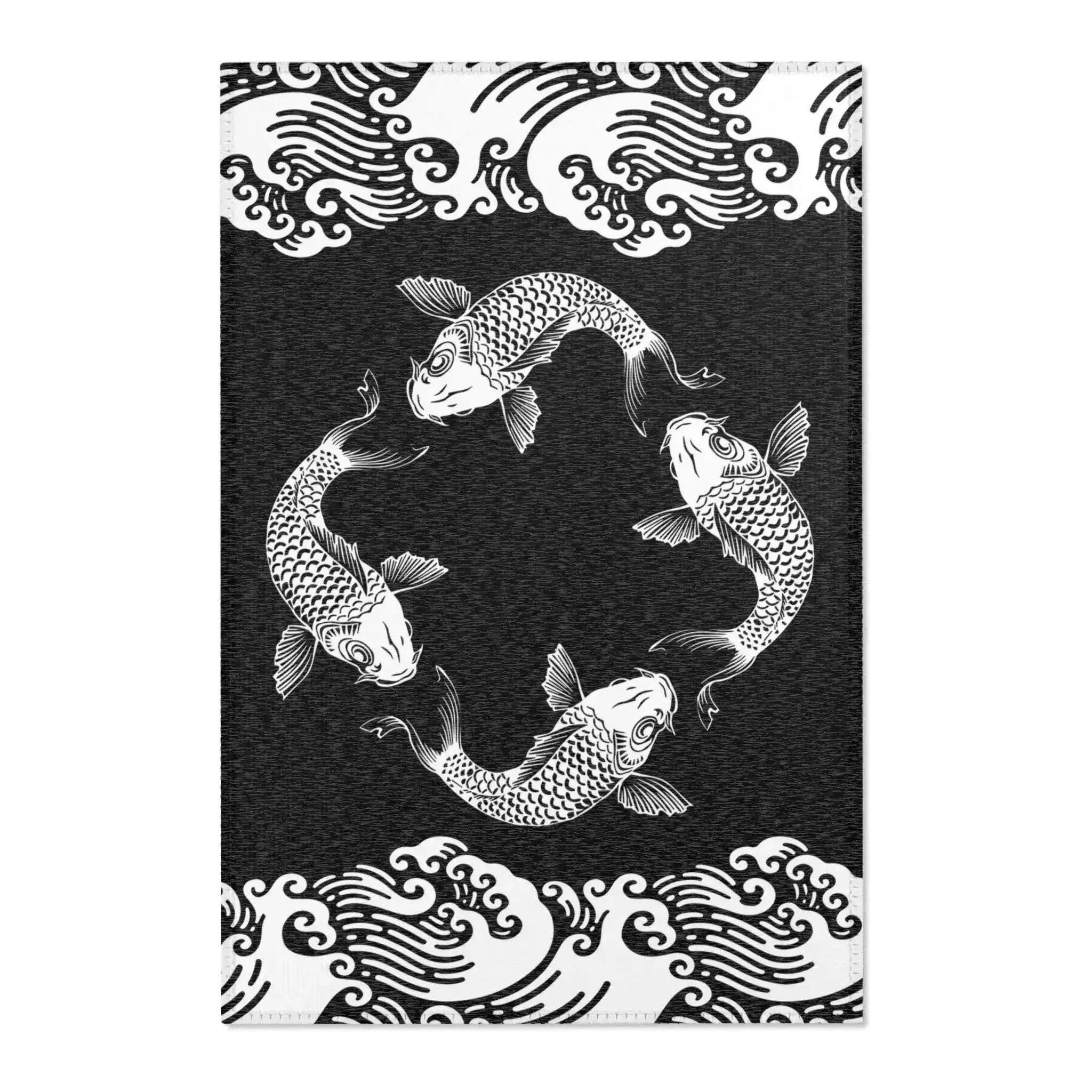 Black & White Koi Wave Accent Rug - Image 2