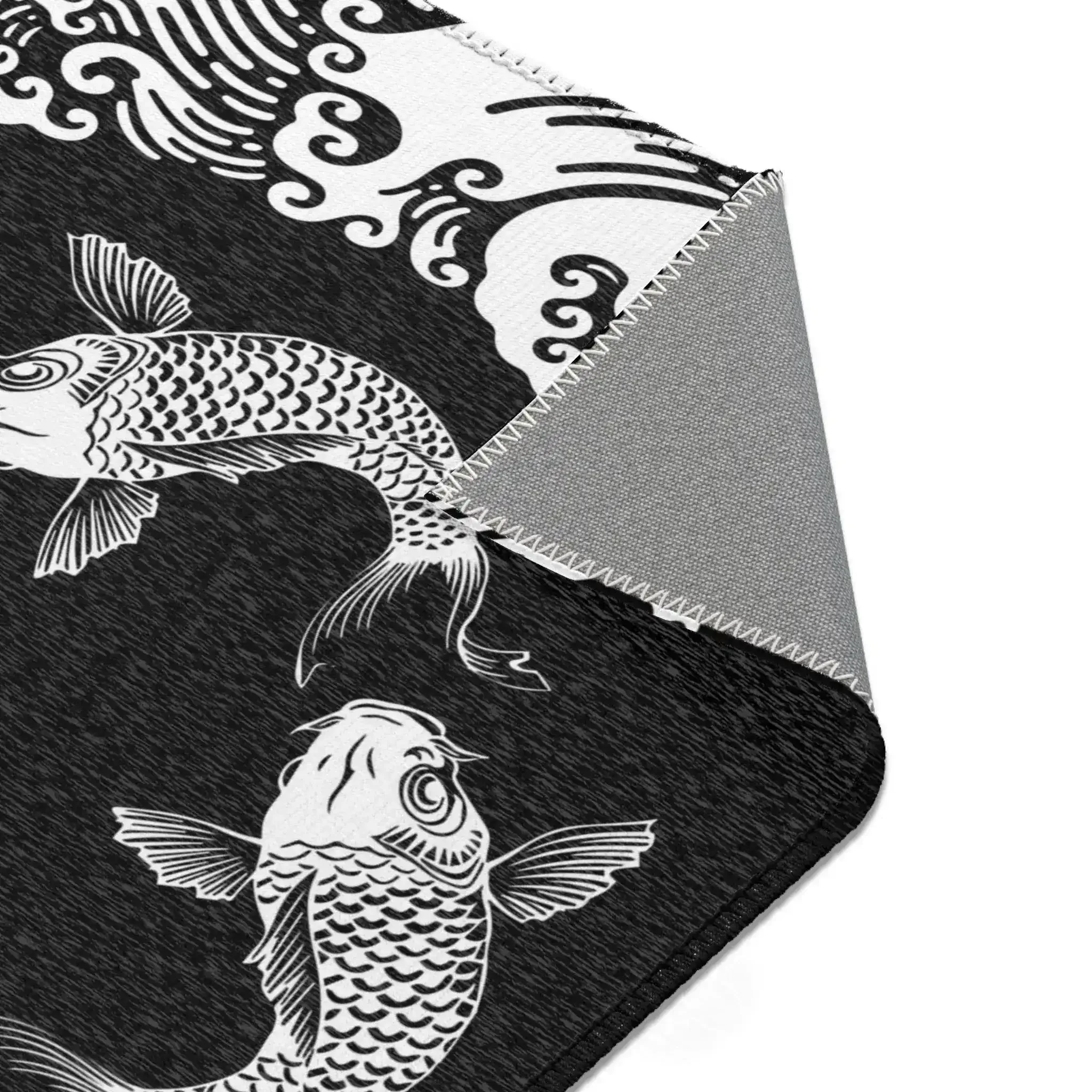 Black & White Koi Wave Accent Rug - Image 6