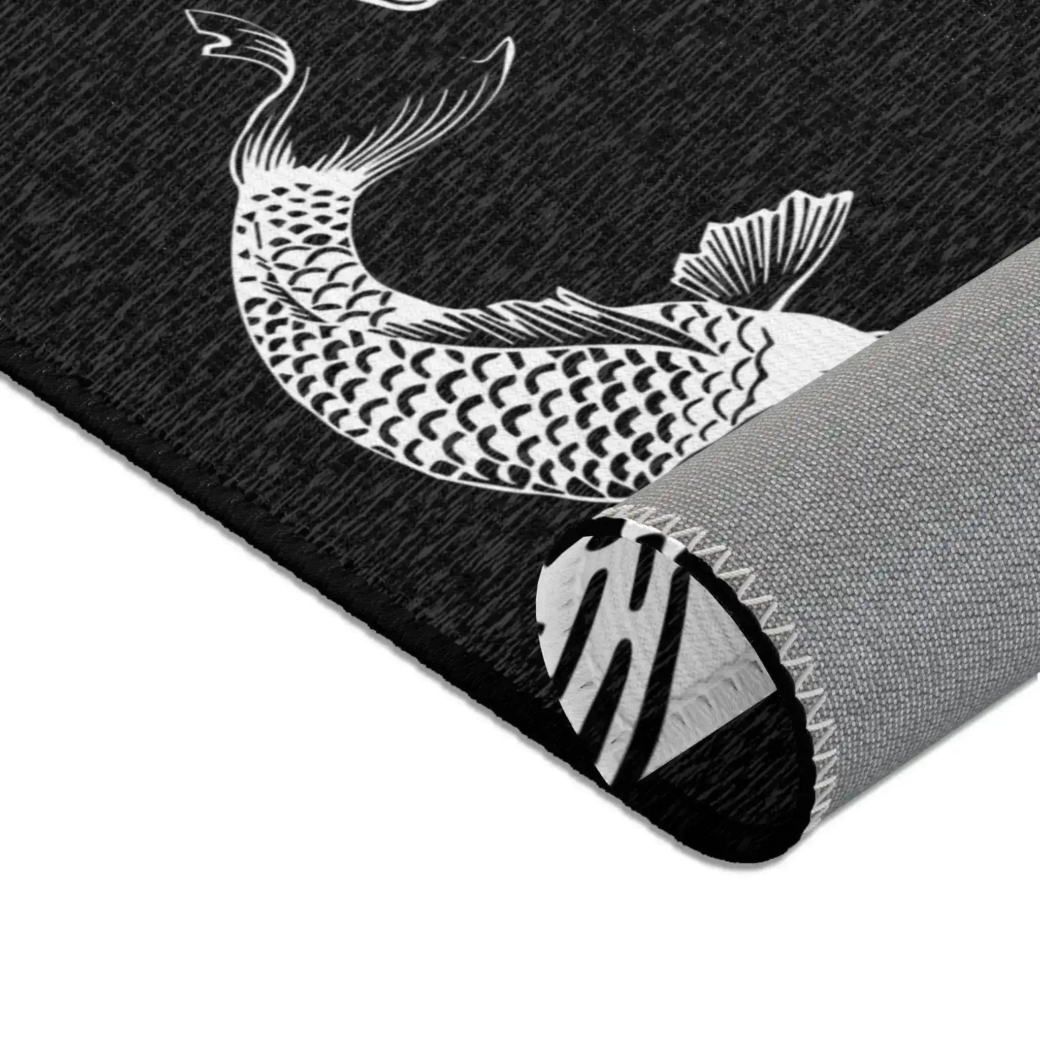 Black & White Koi Wave Accent Rug - Image 7