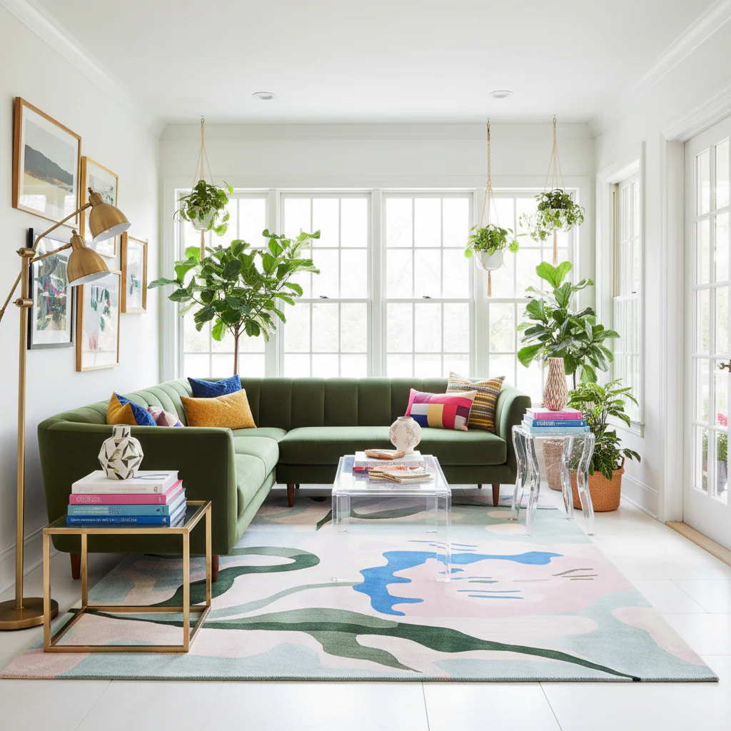 Blooming Shape Symphony Hand Tufted Rug - Image 2