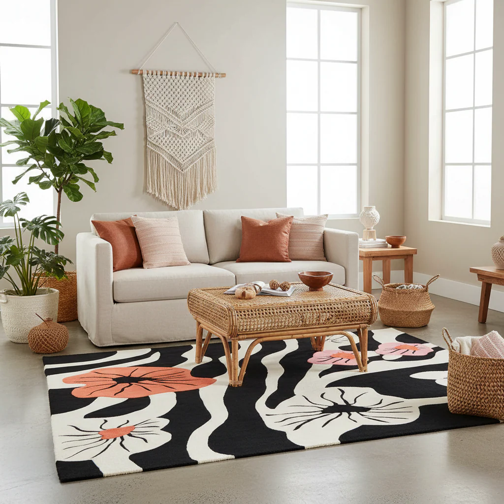 Blossom Cascade Hand Tufted Wool Rug - Image 2