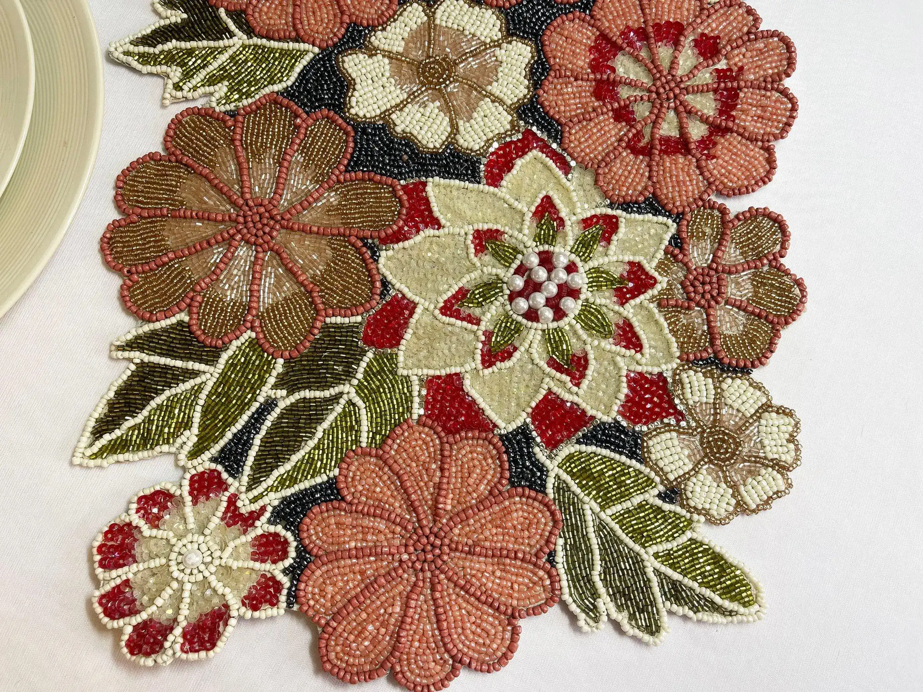 Blossoming Floral Garden Beaded Table Runner - Image 2