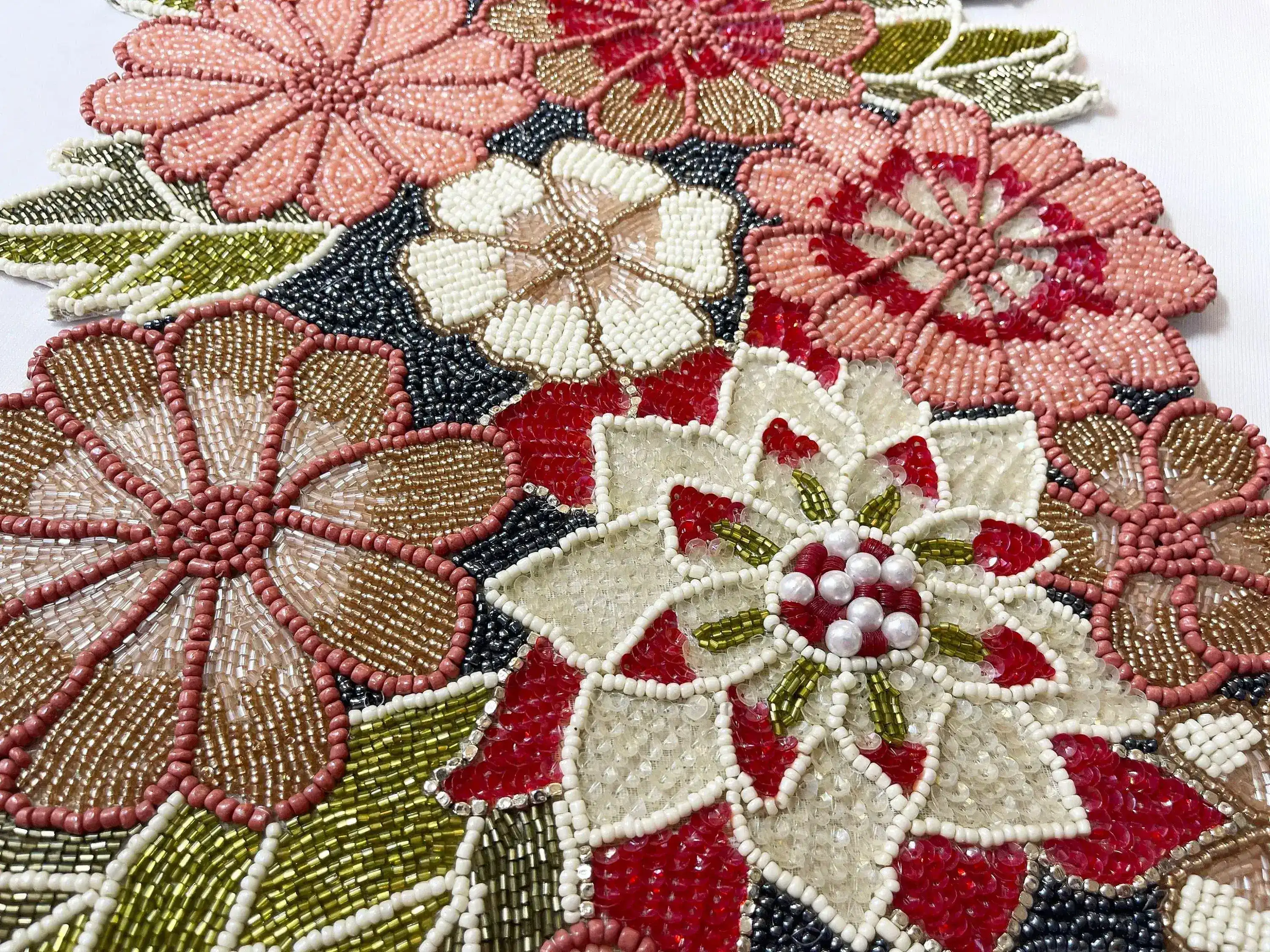 Blossoming Floral Garden Beaded Table Runner - Image 5