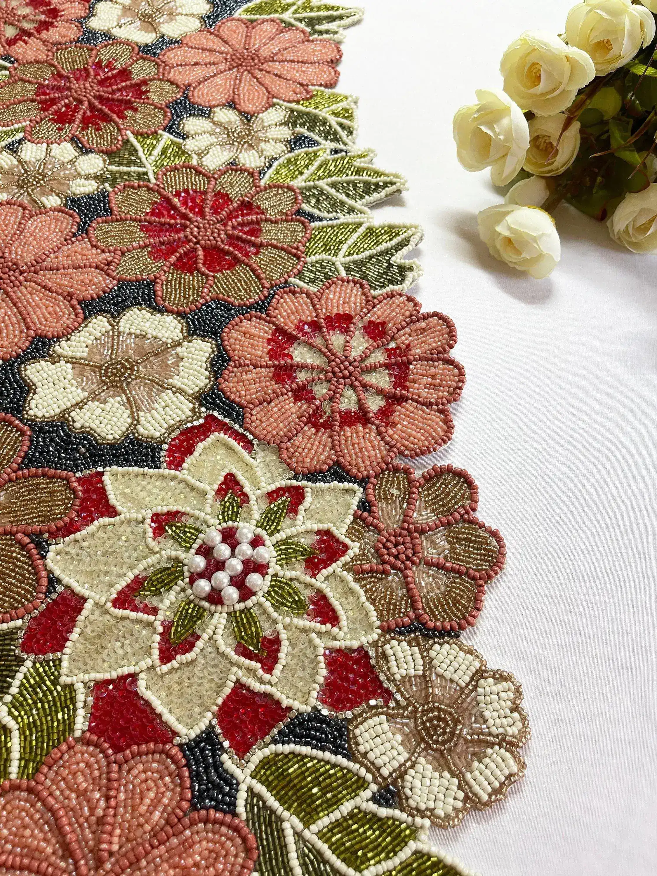Blossoming Floral Garden Beaded Table Runner - Image 7