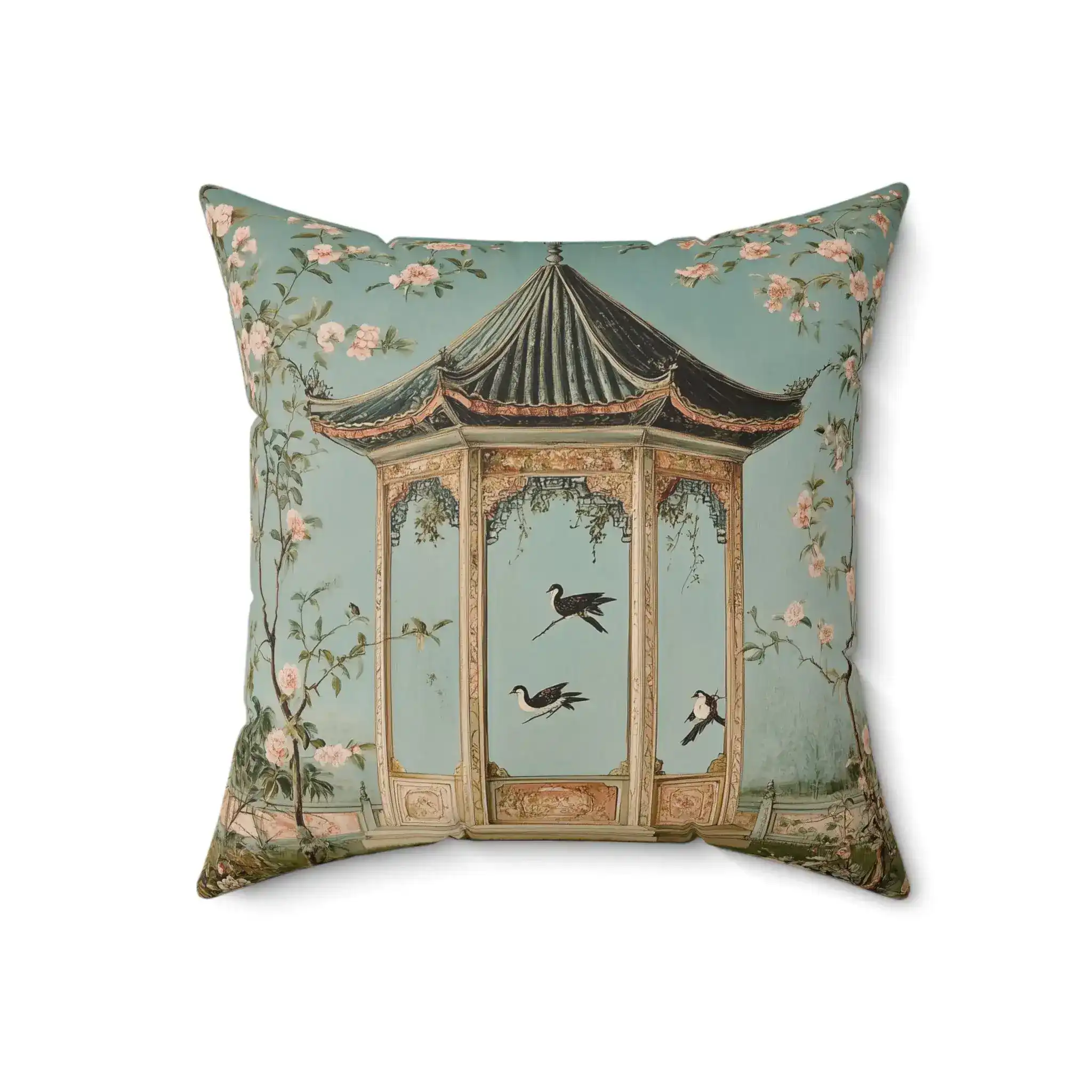 Blossoming Garden Pavilion Throw Pillow - Image 3