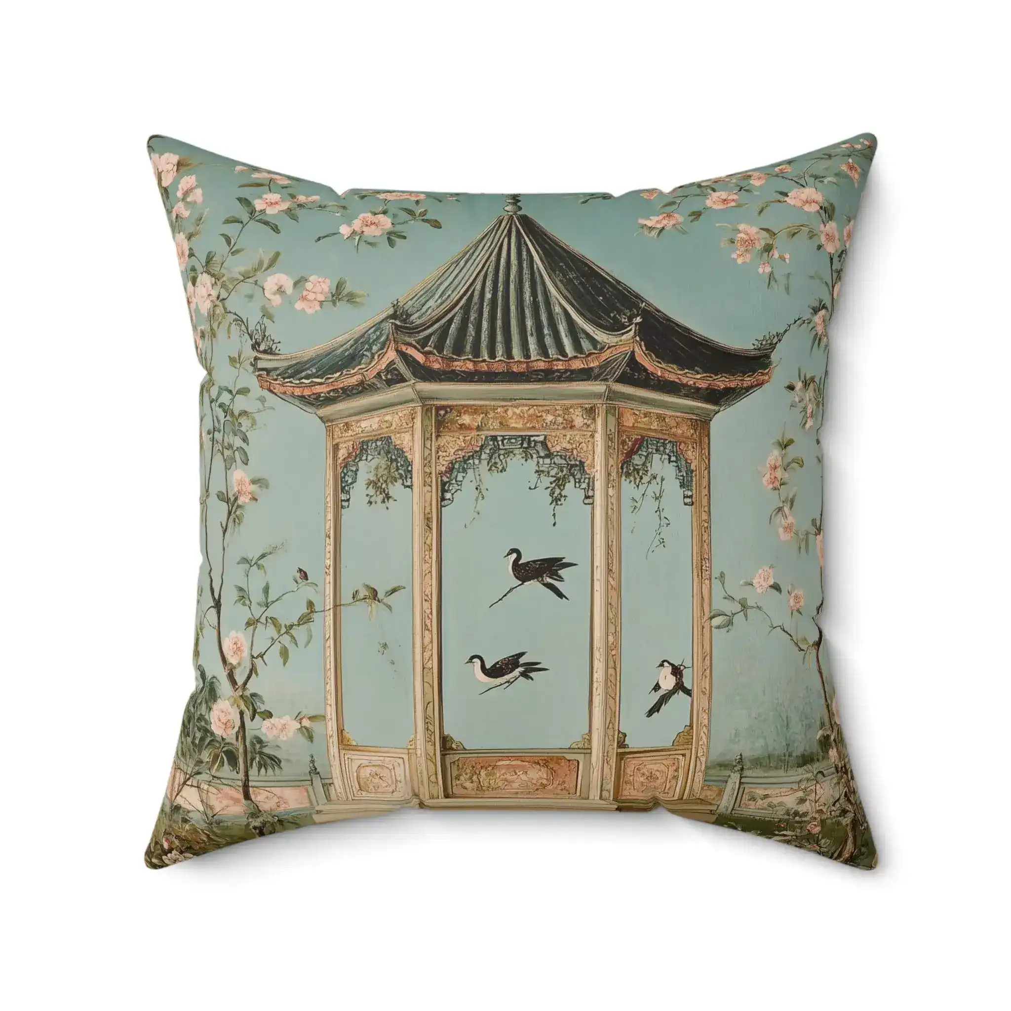 Blossoming Garden Pavilion Throw Pillow - Image 4