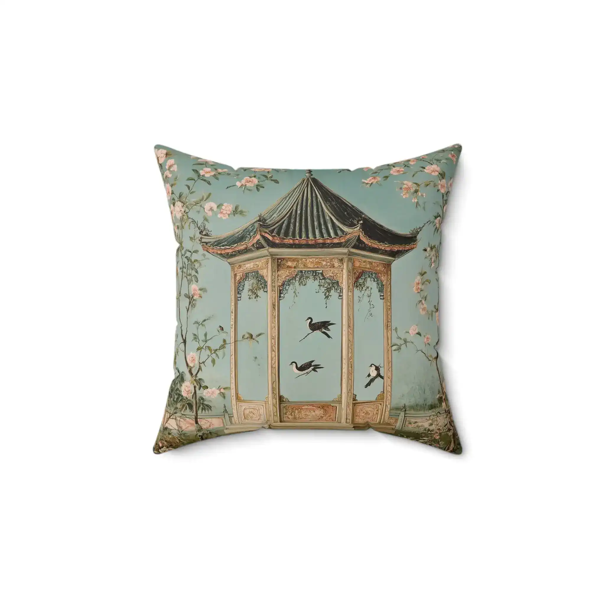 Blossoming Garden Pavilion Throw Pillow - Image 5