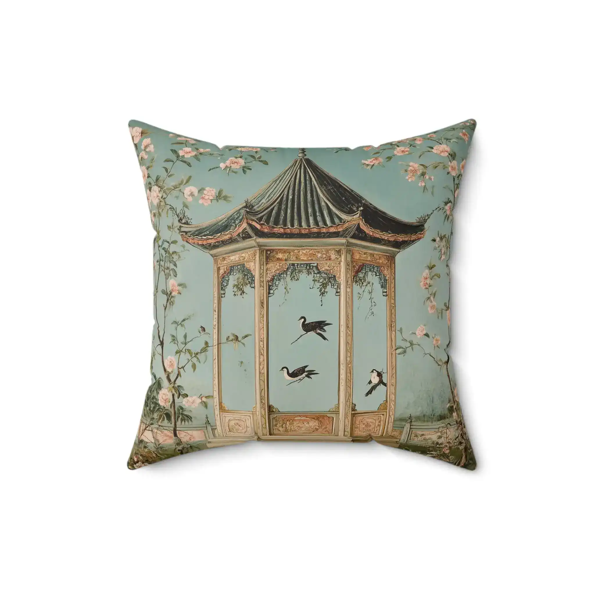 Blossoming Garden Pavilion Throw Pillow - Image 7