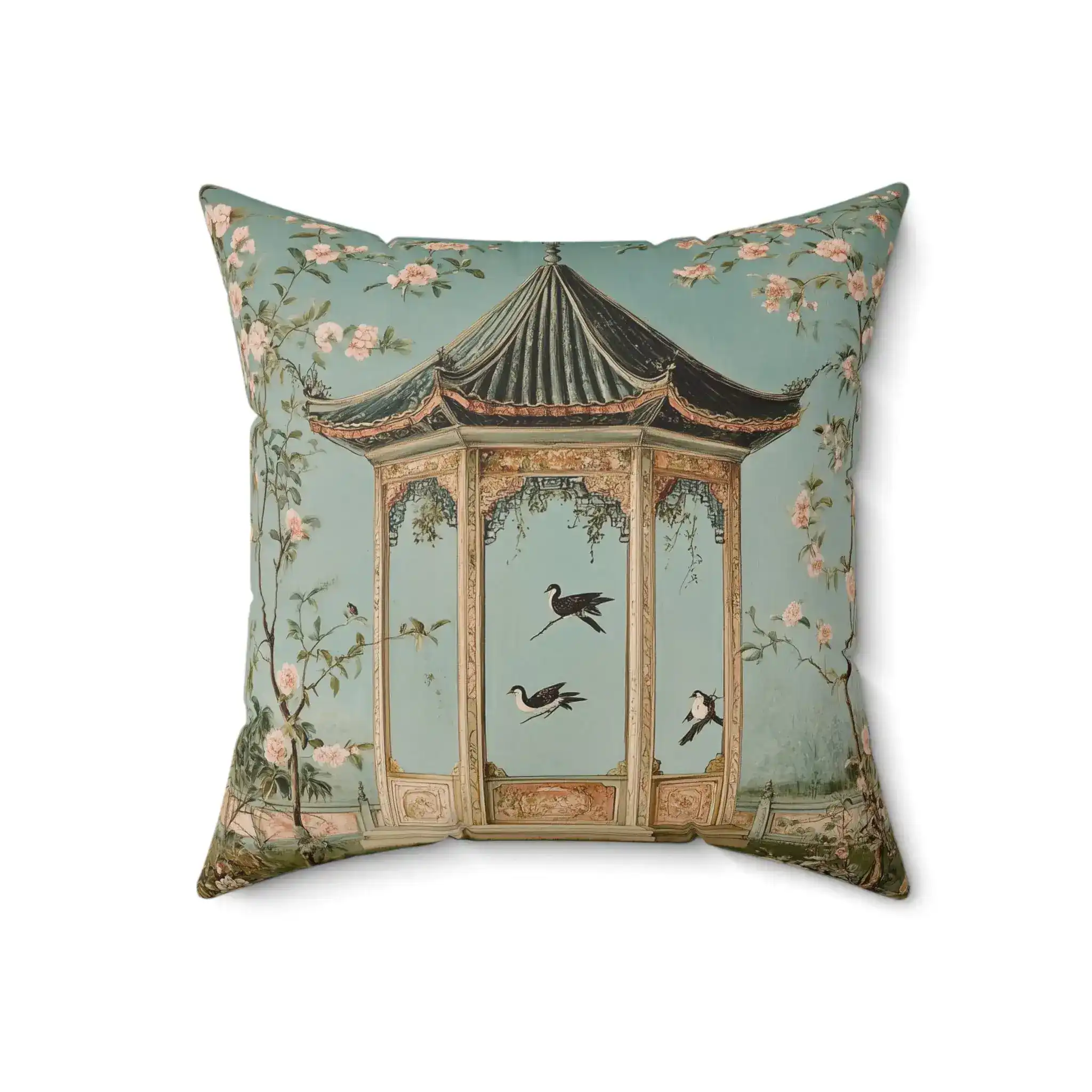 Blossoming Garden Pavilion Throw Pillow - Image 9