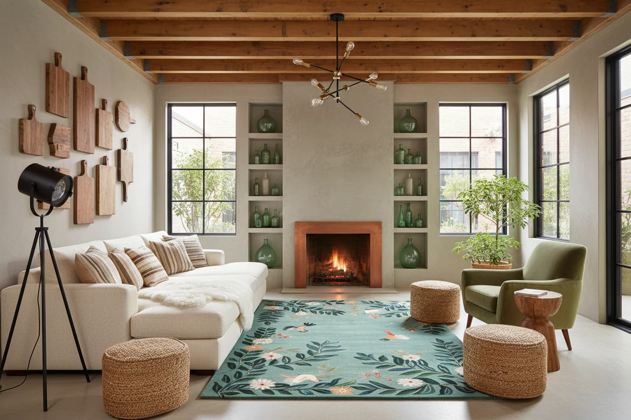 Blossoming Winged Haven Knotted Wool Rug - Image 2