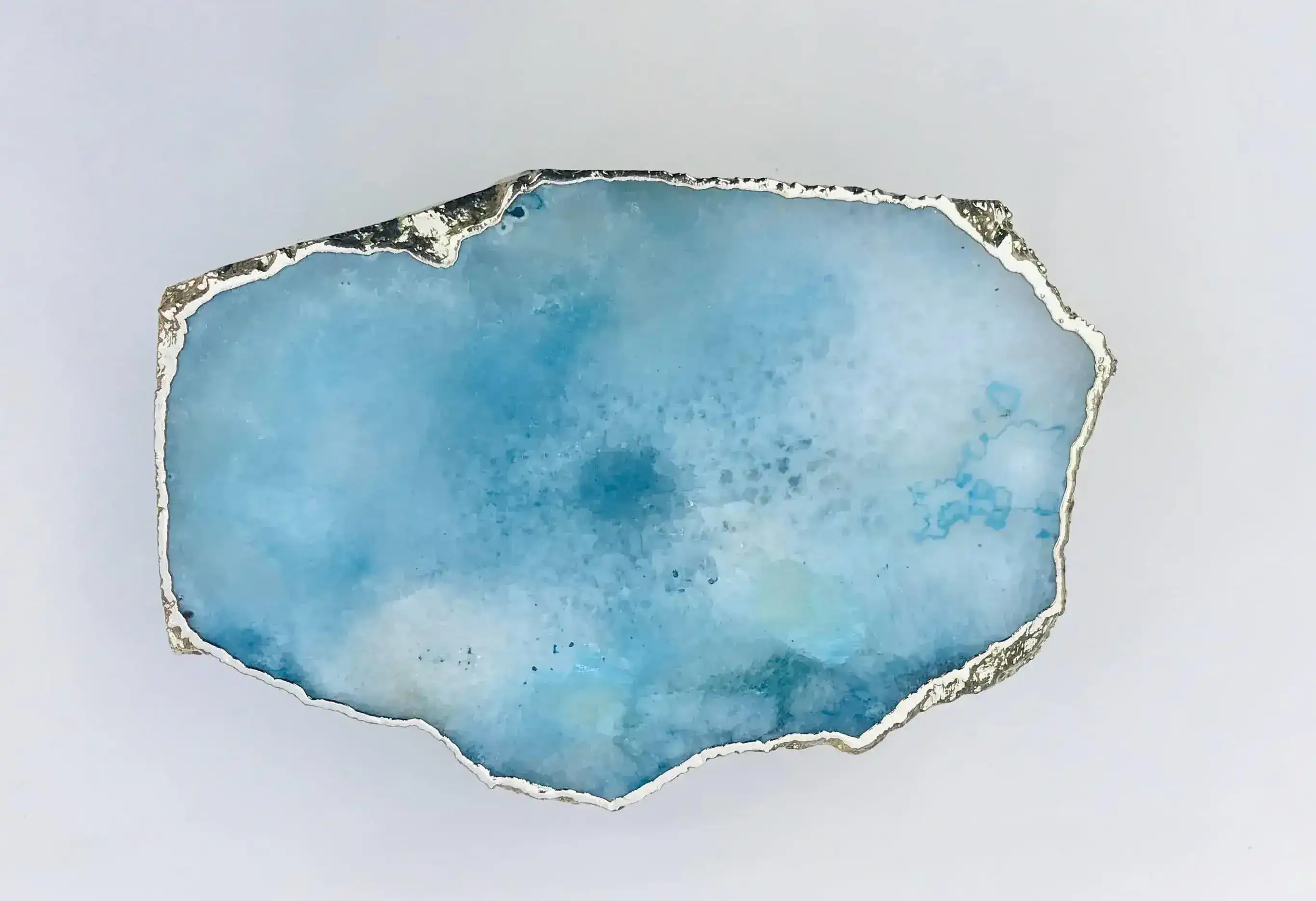 Blue Agate Cake Stand with Brass Legs - Image 2