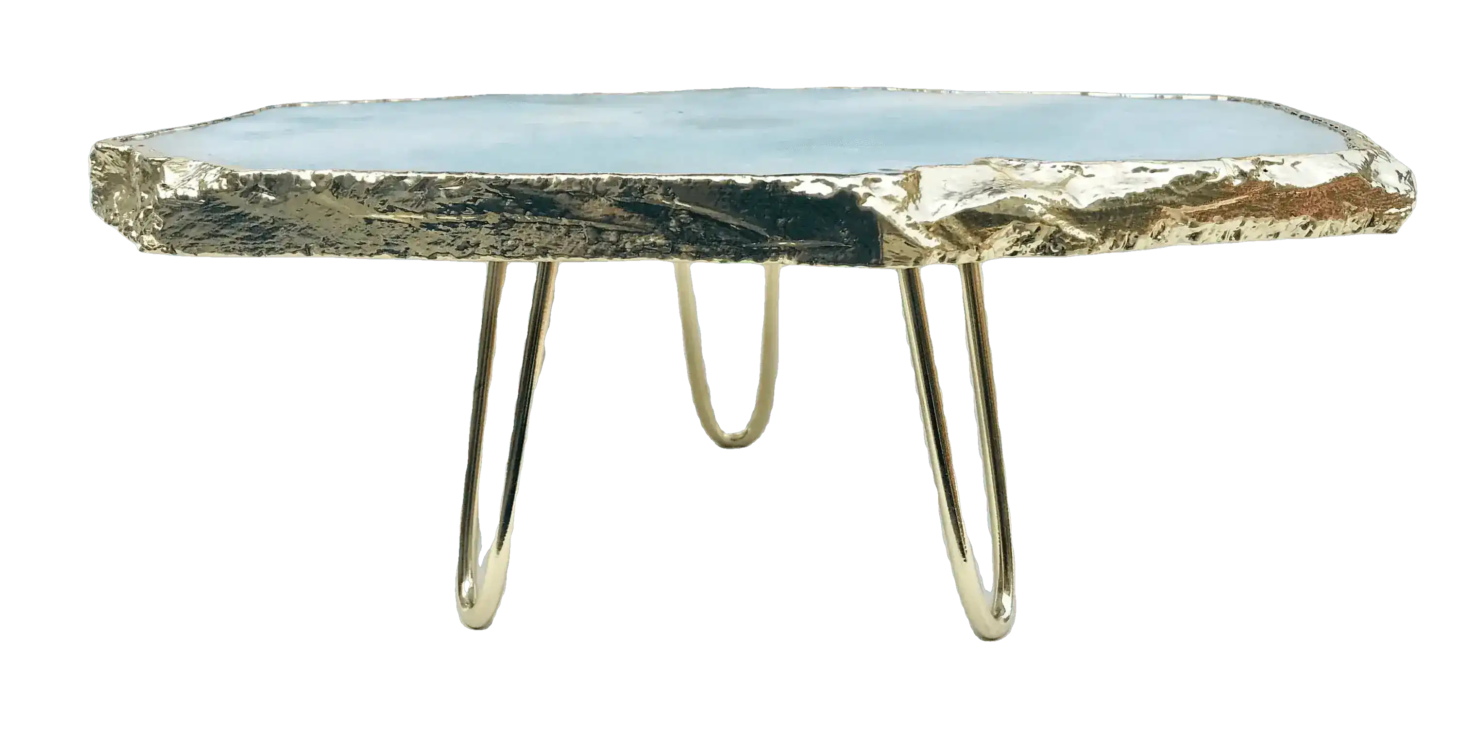 Blue Agate Cake Stand with Brass Legs - Image 4