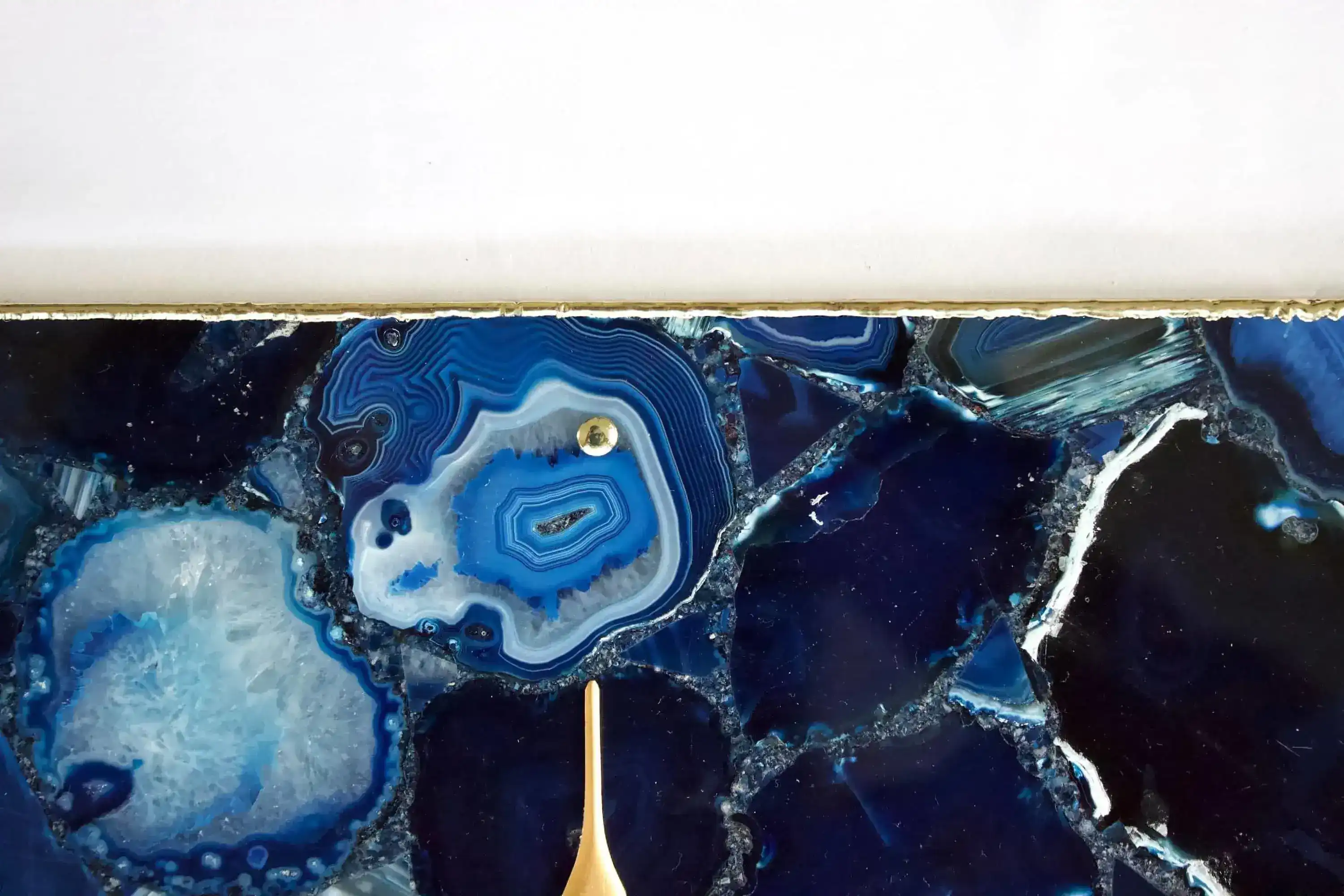 Blue Agate Square Wall Clock - Image 3