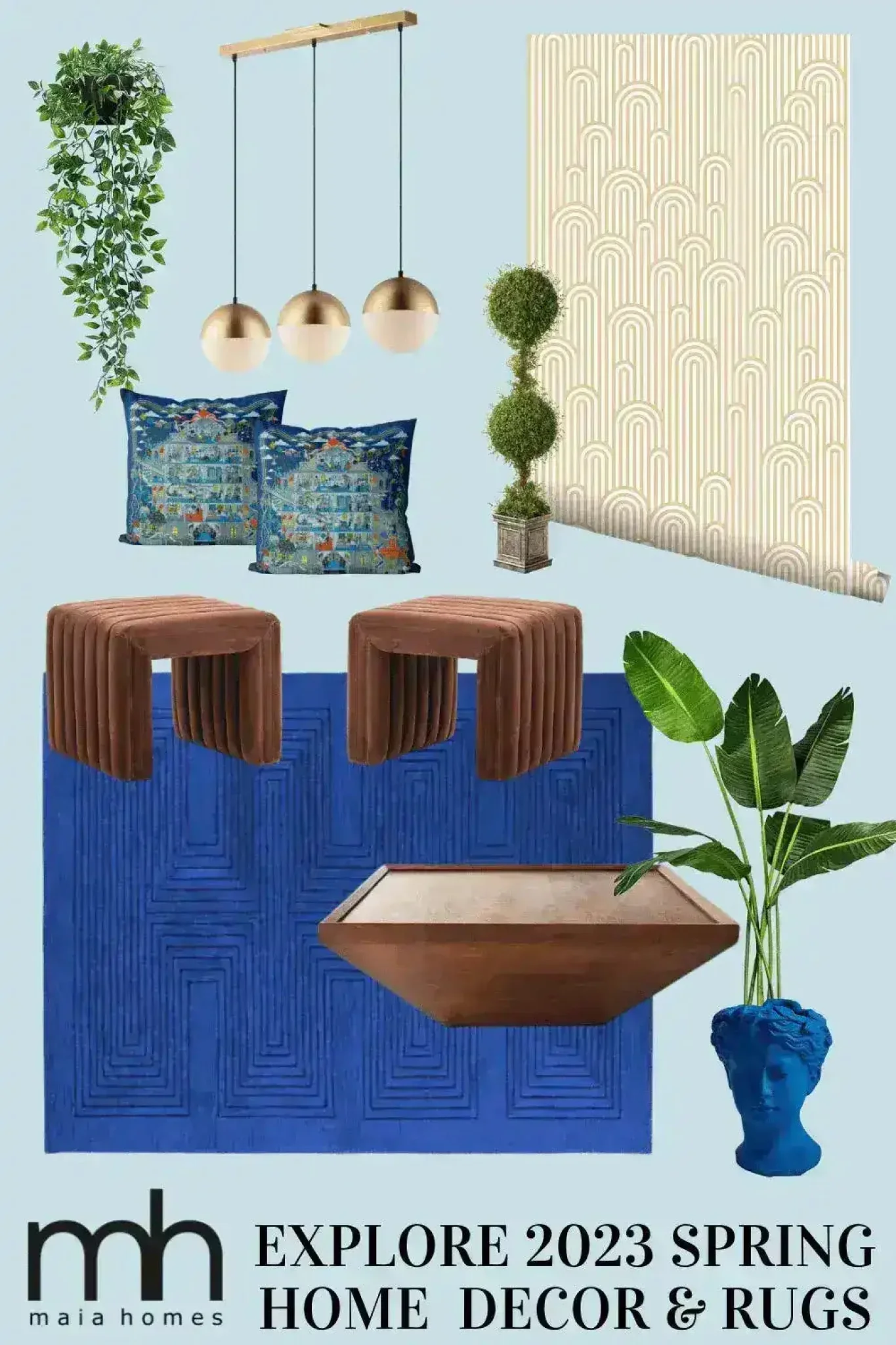 Blue Arctic Geo Modern Hand Tufted Wool Rug - Image 10