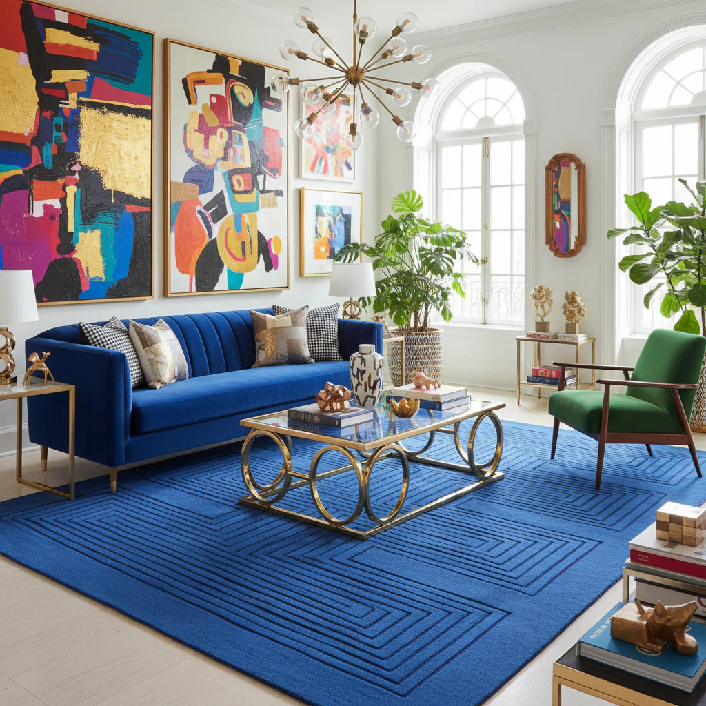Blue Arctic Geo Modern Hand Tufted Wool Rug - Image 2