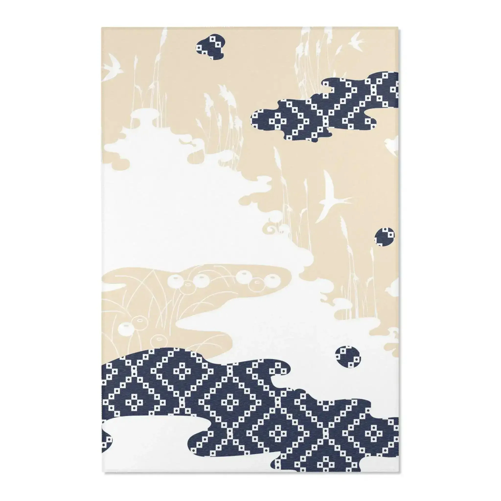 Blue & Beige Swallow Sky Pattern Accent Rug - Image 3
