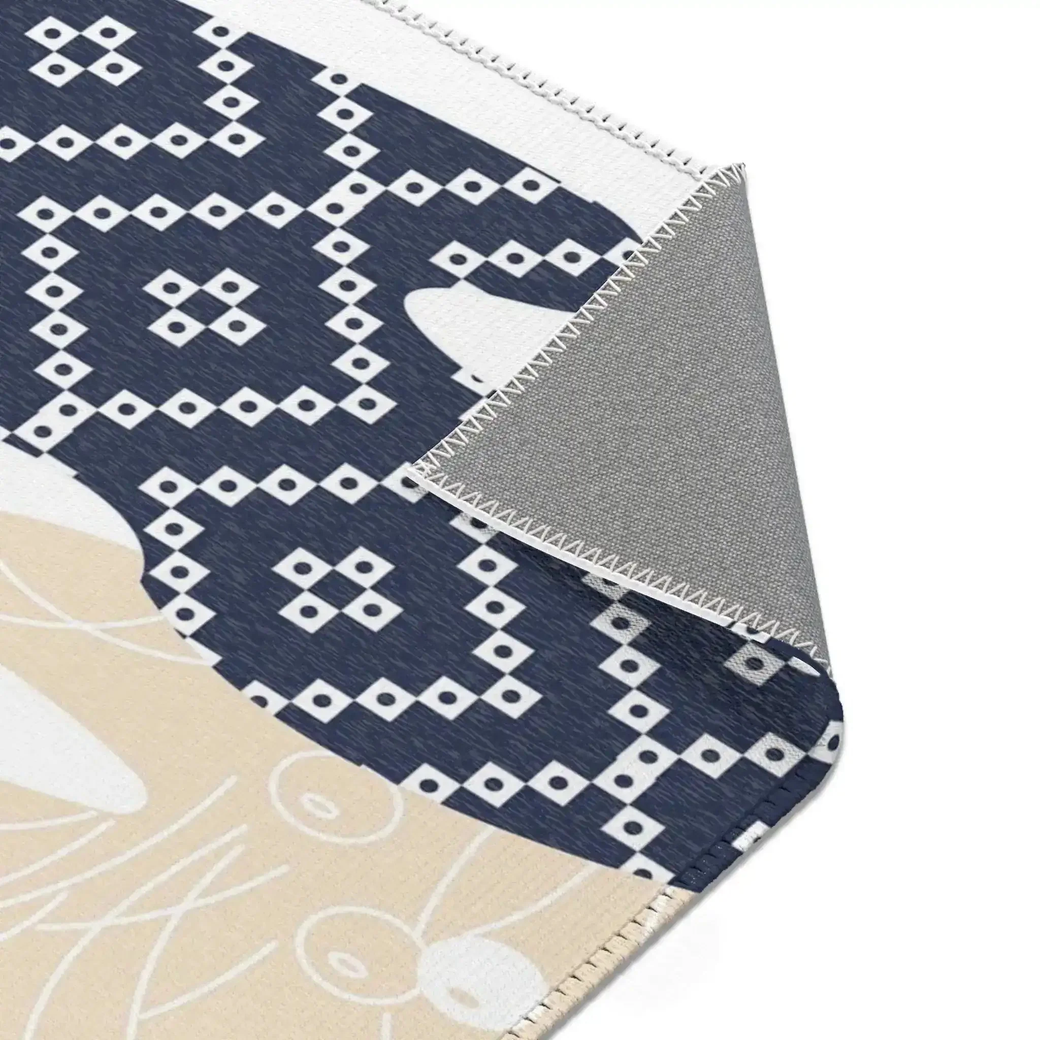 Blue & Beige Swallow Sky Pattern Accent Rug - Image 5