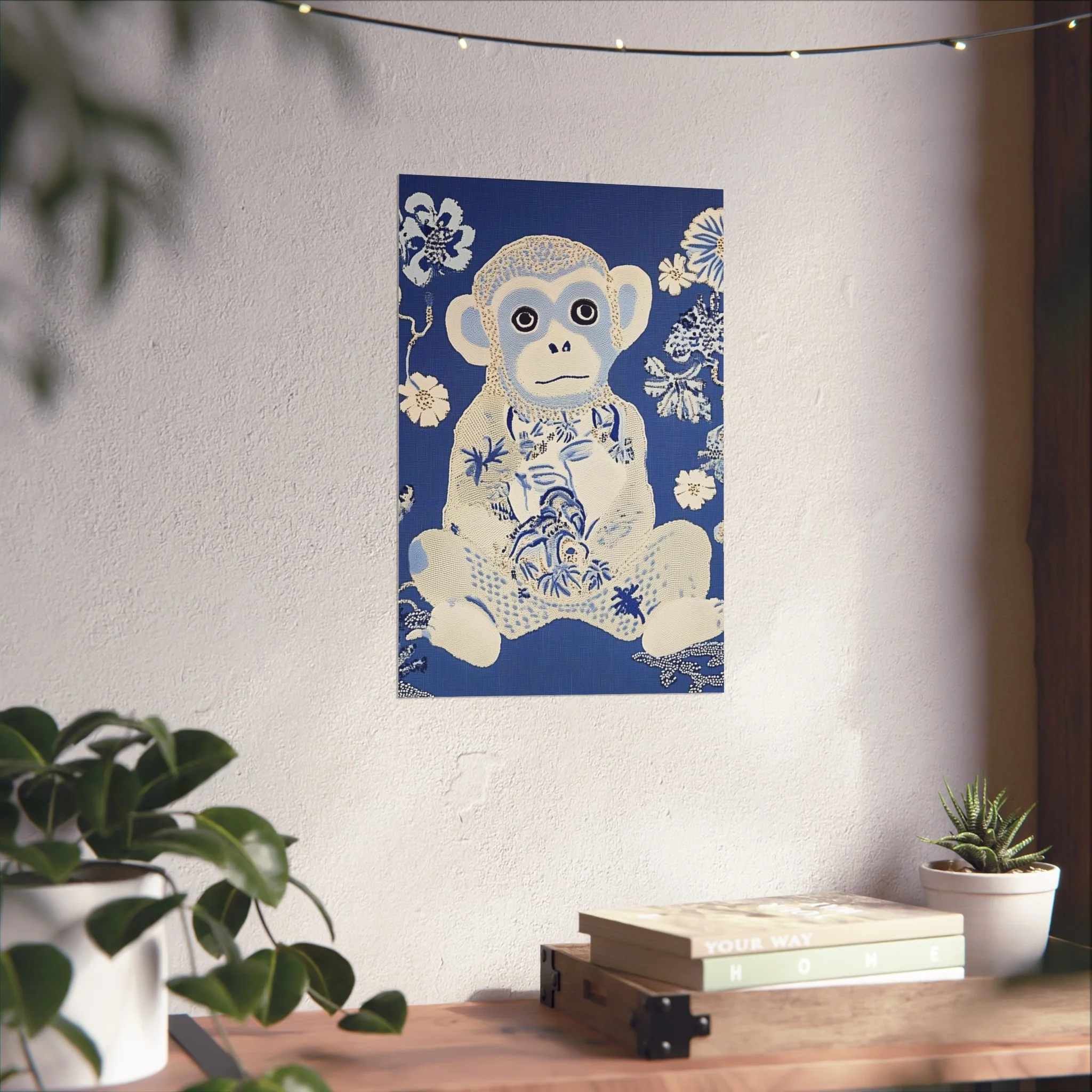 Blue Chinoiserie Monkey Fine Art Poster - Image 30