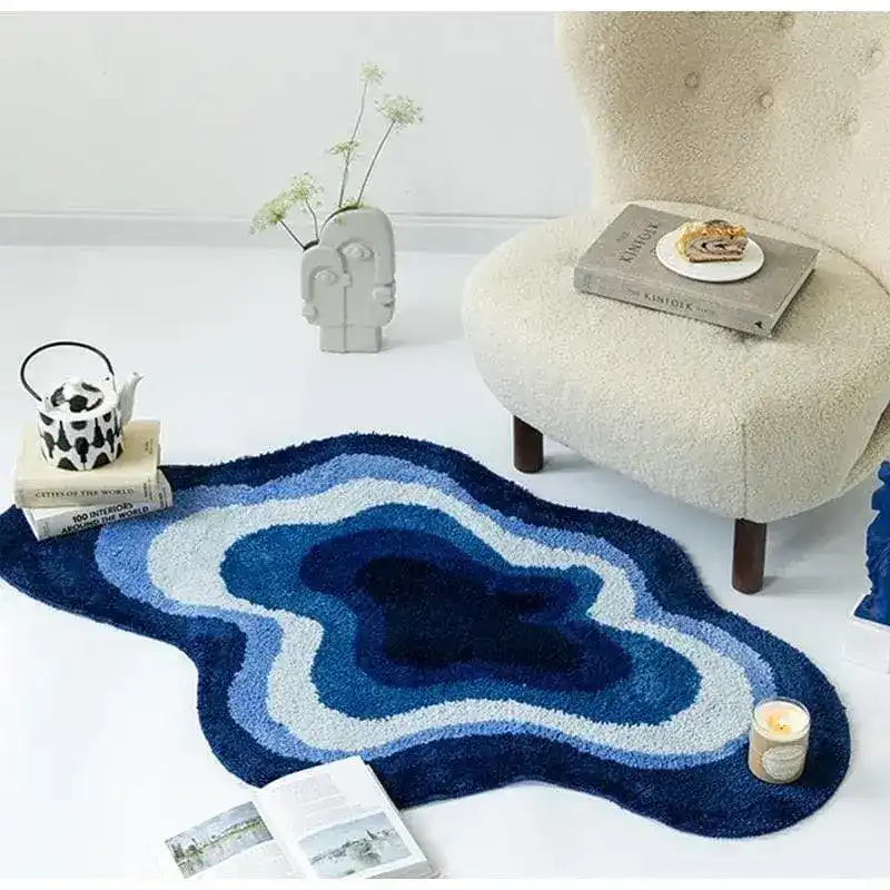 Blue Cloud Shaped Accent Rug - Image 5