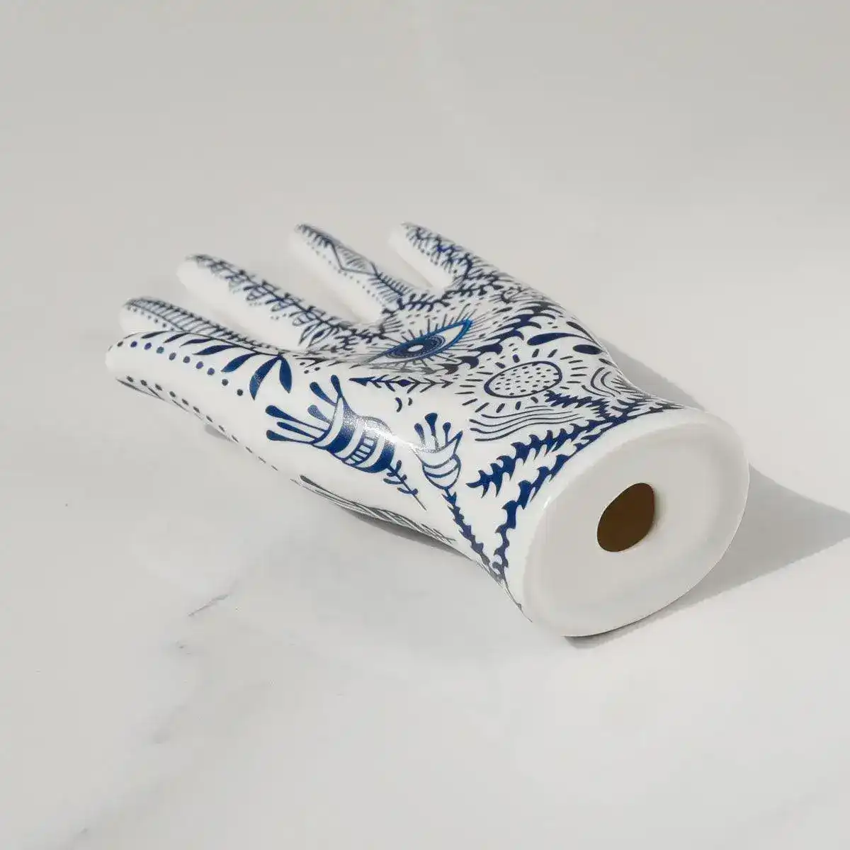 Blue Floral Evil Eye Porcelain Jewelry Holder Stand - Image 8