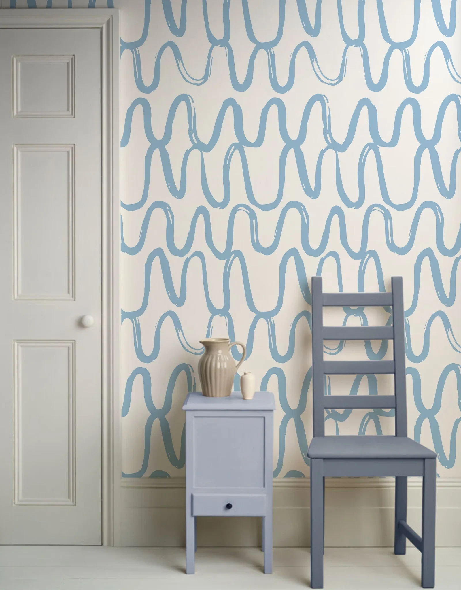 Blue Geometric Waves Wallpaper - Image 2
