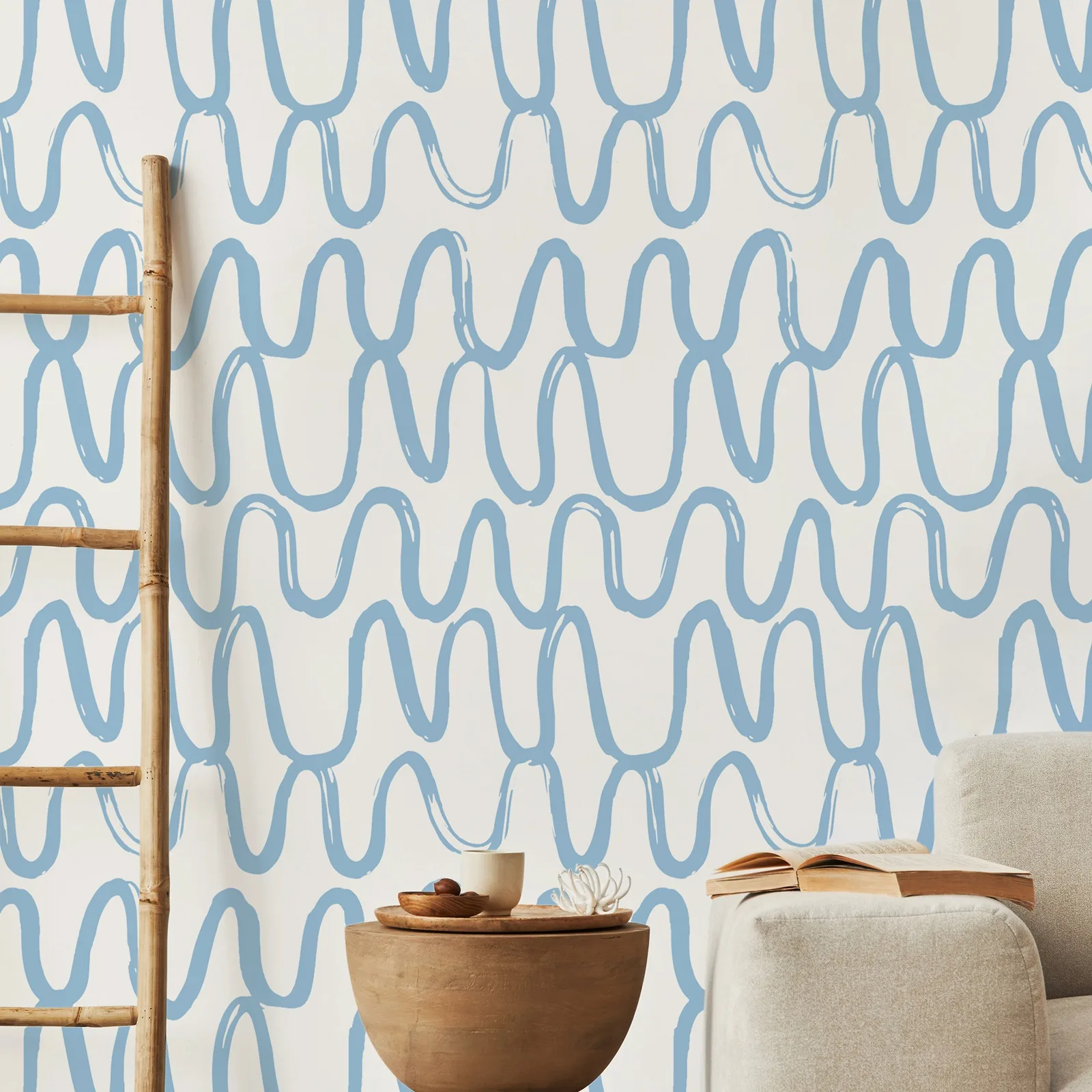 Blue Geometric Waves Wallpaper - Image 3