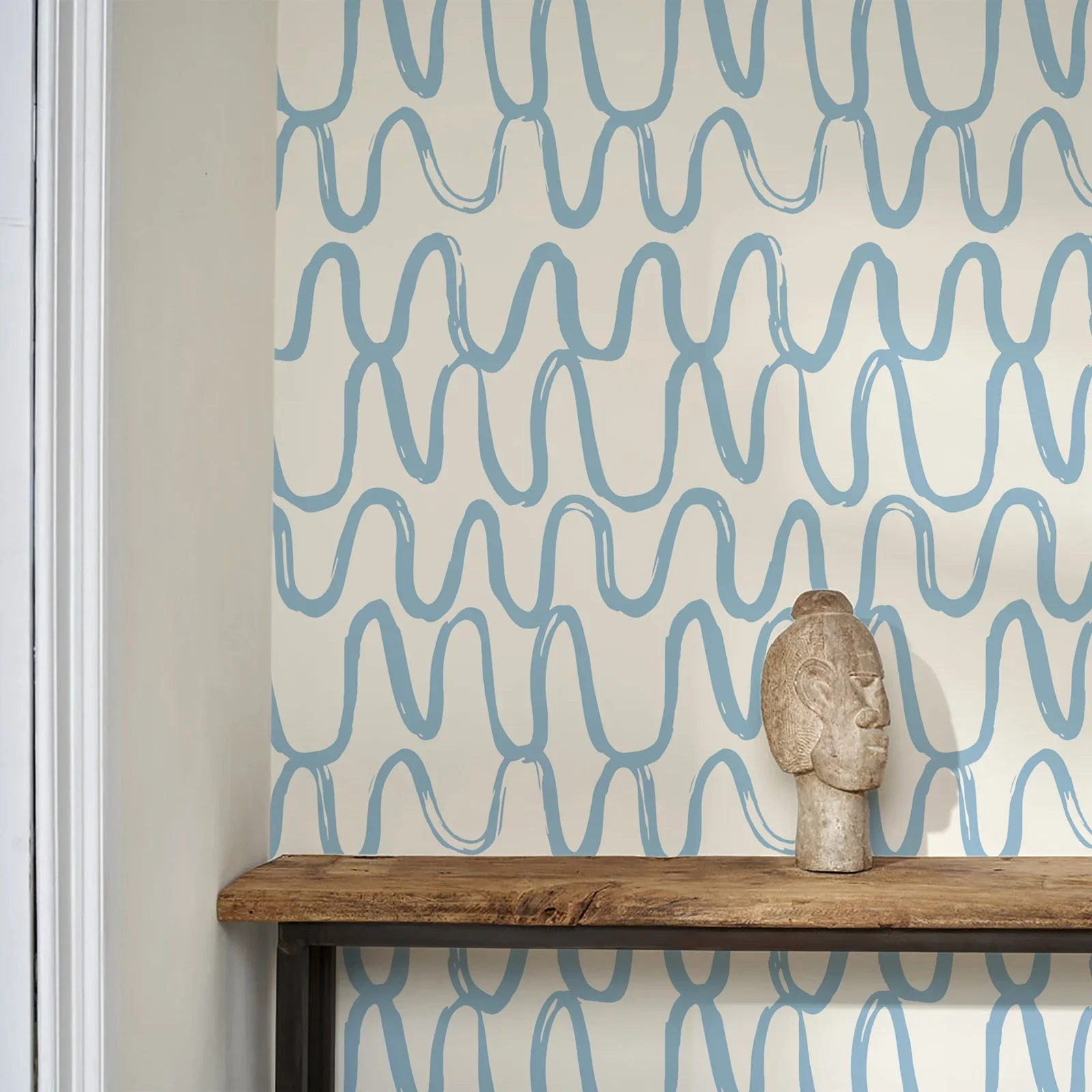 Blue Geometric Waves Wallpaper - Image 4