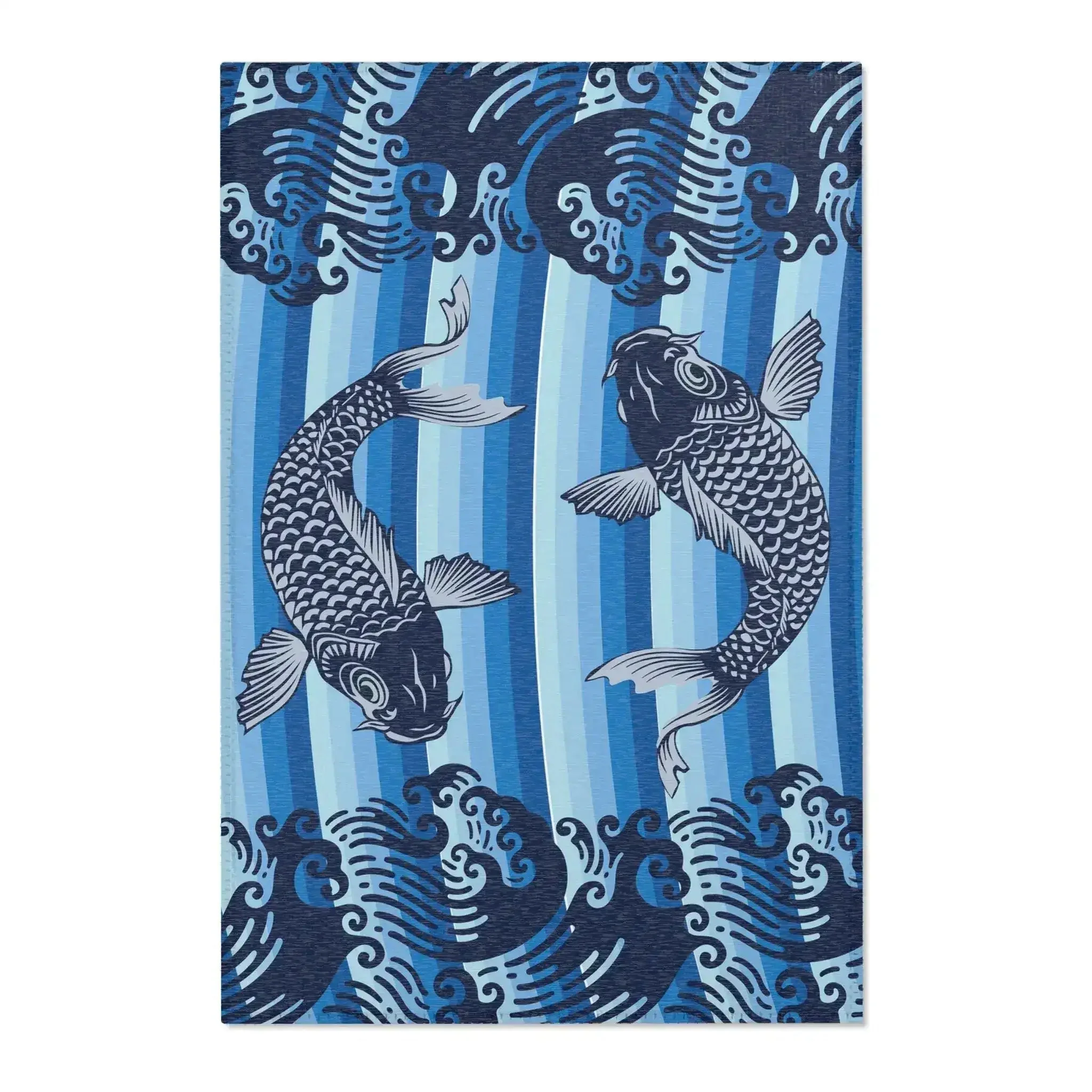 Blue Koi Fish Wave Accent Rug - Image 2