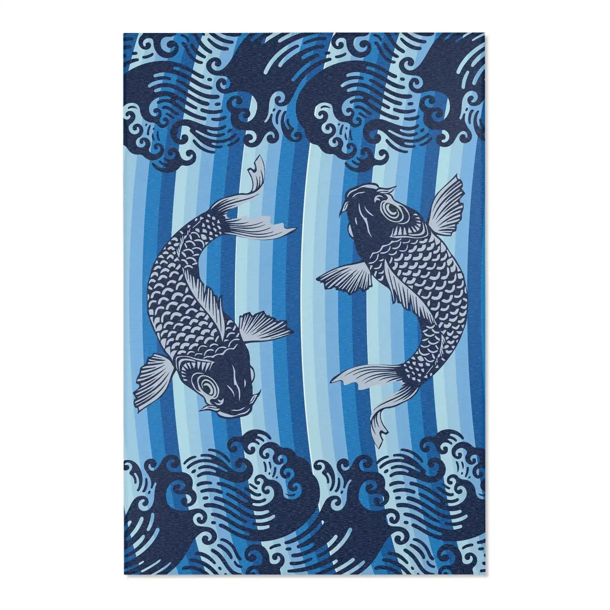 Blue Koi Fish Wave Accent Rug - Image 3