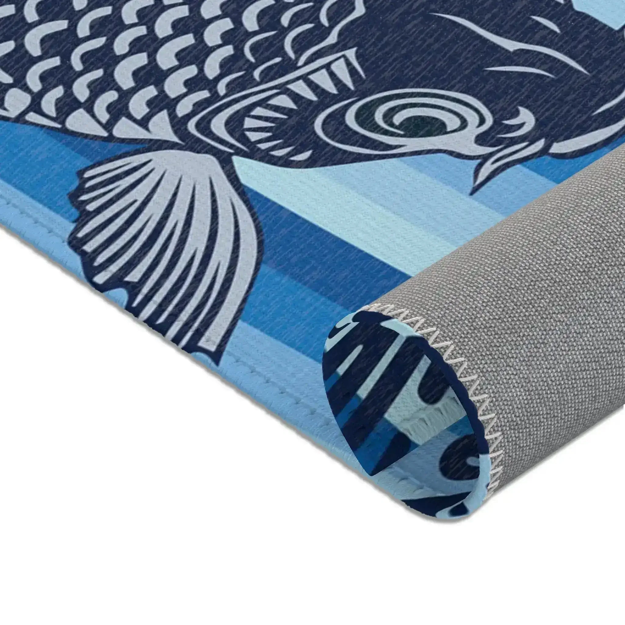 Blue Koi Fish Wave Accent Rug - Image 4