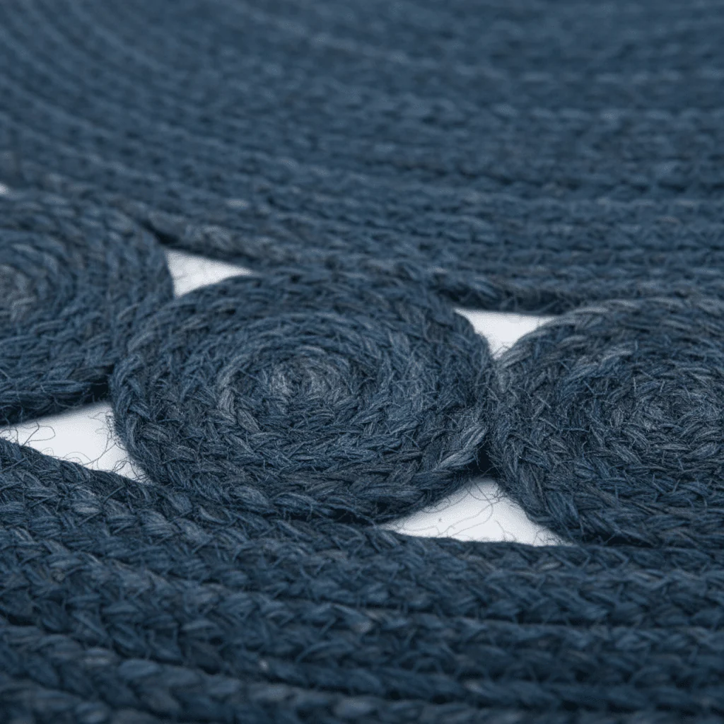 Blue Round Jute Rug - Image 4