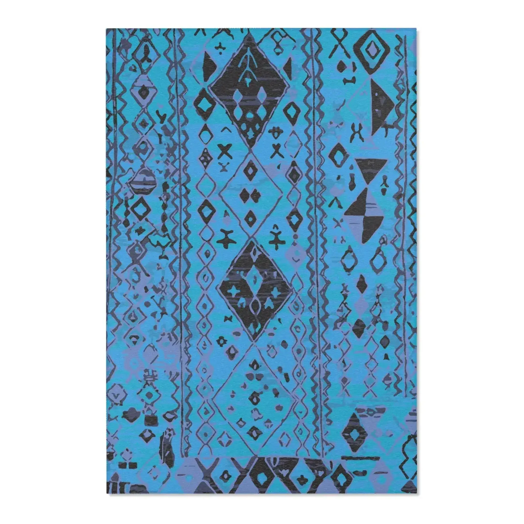 Blue Tribal Diamond Pattern Accent Rug - Image 3